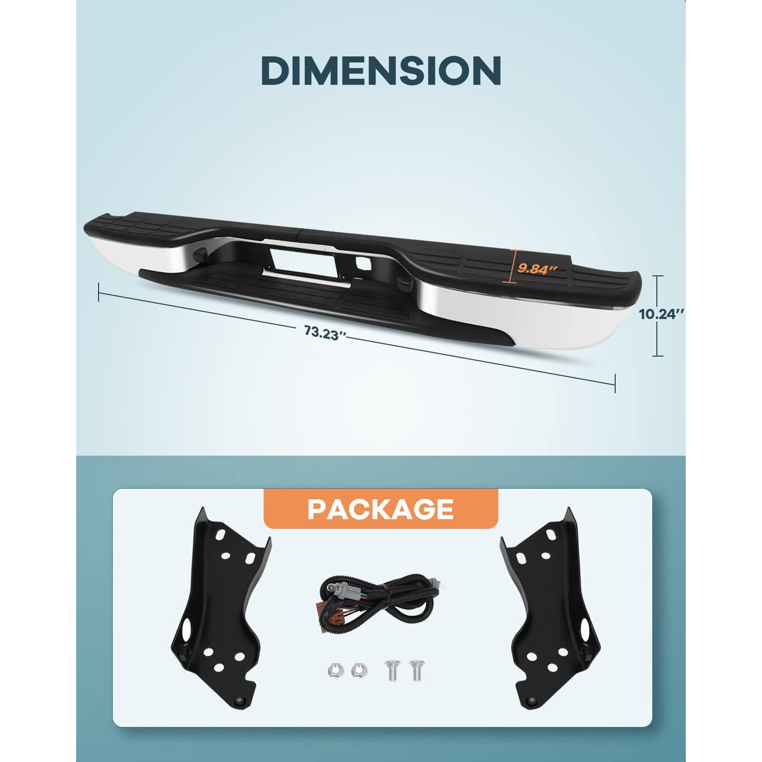 Findauto Chrome Rear Step Bumper,Back Bumper Fit For 1999-2006 For Chevrolet Silverado 1500 And For Gmc Sierra 1500, 2007 For Chevrolet Silverado 1500 Classic And For Gmc Sierra 1500 Classic