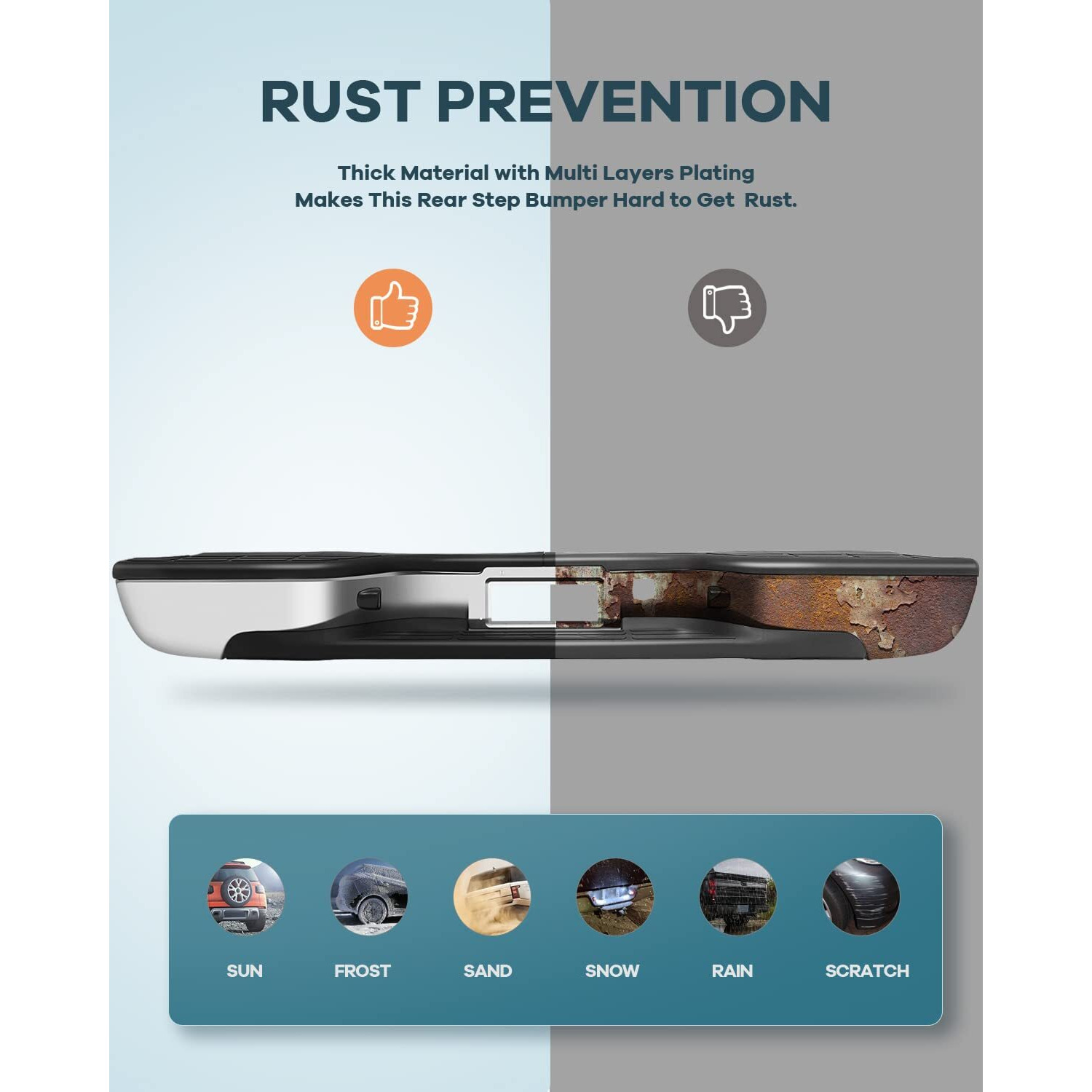 Findauto Chrome Rear Step Bumper,Back Bumper Fit For 1999-2006 For Chevrolet Silverado 1500 And For Gmc Sierra 1500, 2007 For Chevrolet Silverado 1500 Classic And For Gmc Sierra 1500 Classic