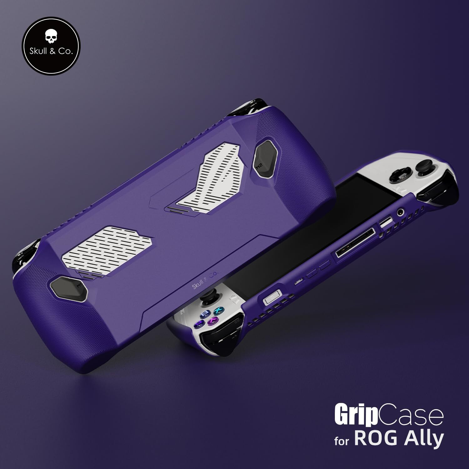 Skull & Co. Gripcase For Rog Ally A Soft Protective Case With Textured Grips Full Protection And Stand, Shock-Absorption Non-Slip And Anti-Scratch Cover Design - Galactic Purple