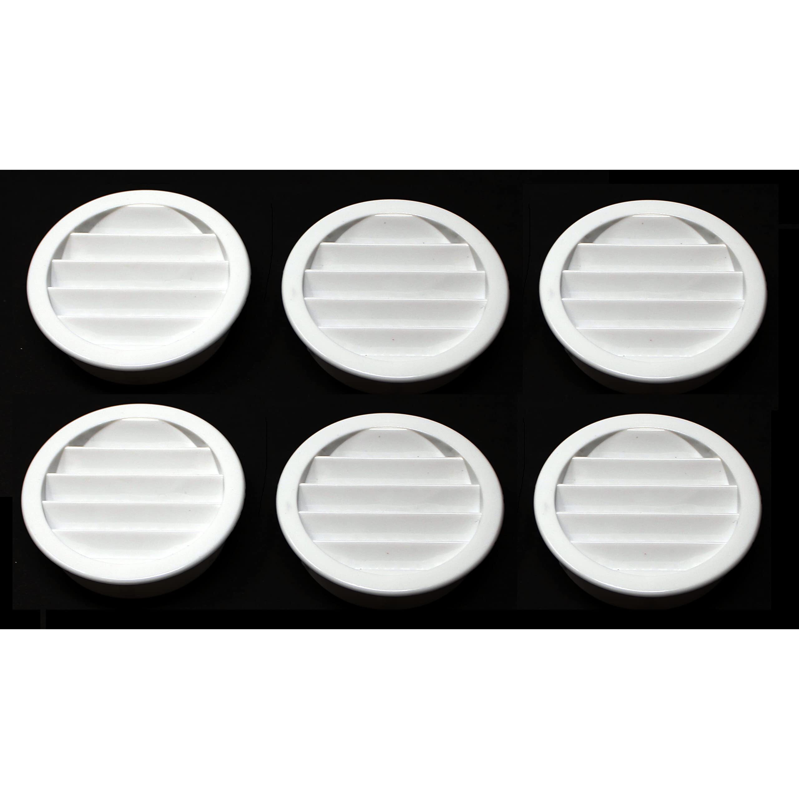 2.5" Round Plastic Louver Soffit Air Vent Reptile Screen Grille Cover (6, White)