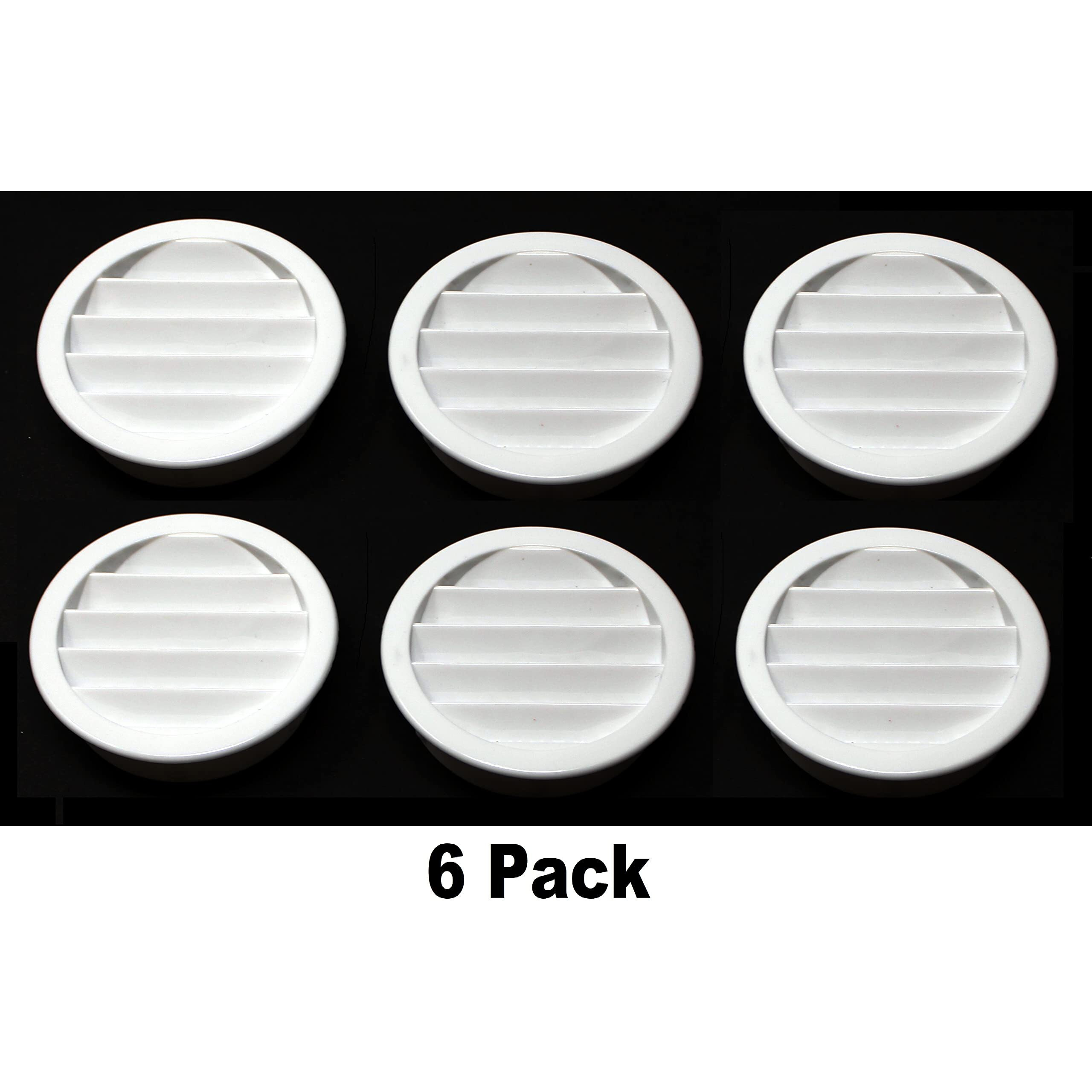 2.5" Round Plastic Louver Soffit Air Vent Reptile Screen Grille Cover (6, White)