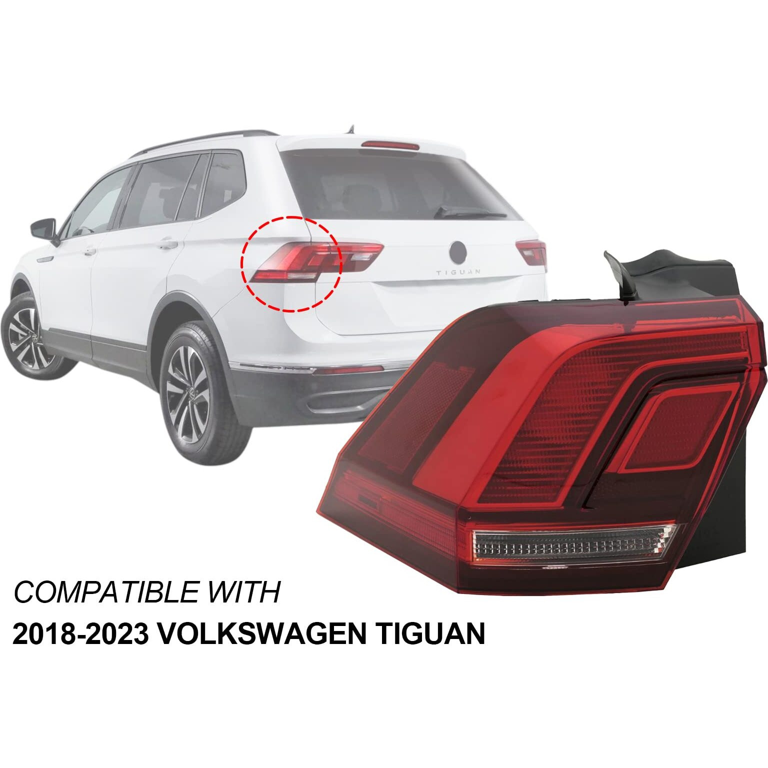 Apa Replacement For Led Rear Lamp 2018 2019 2020 2021 2022 2023 Tiguan Outer Driver Left Side 5Nn945095A Vw2804126