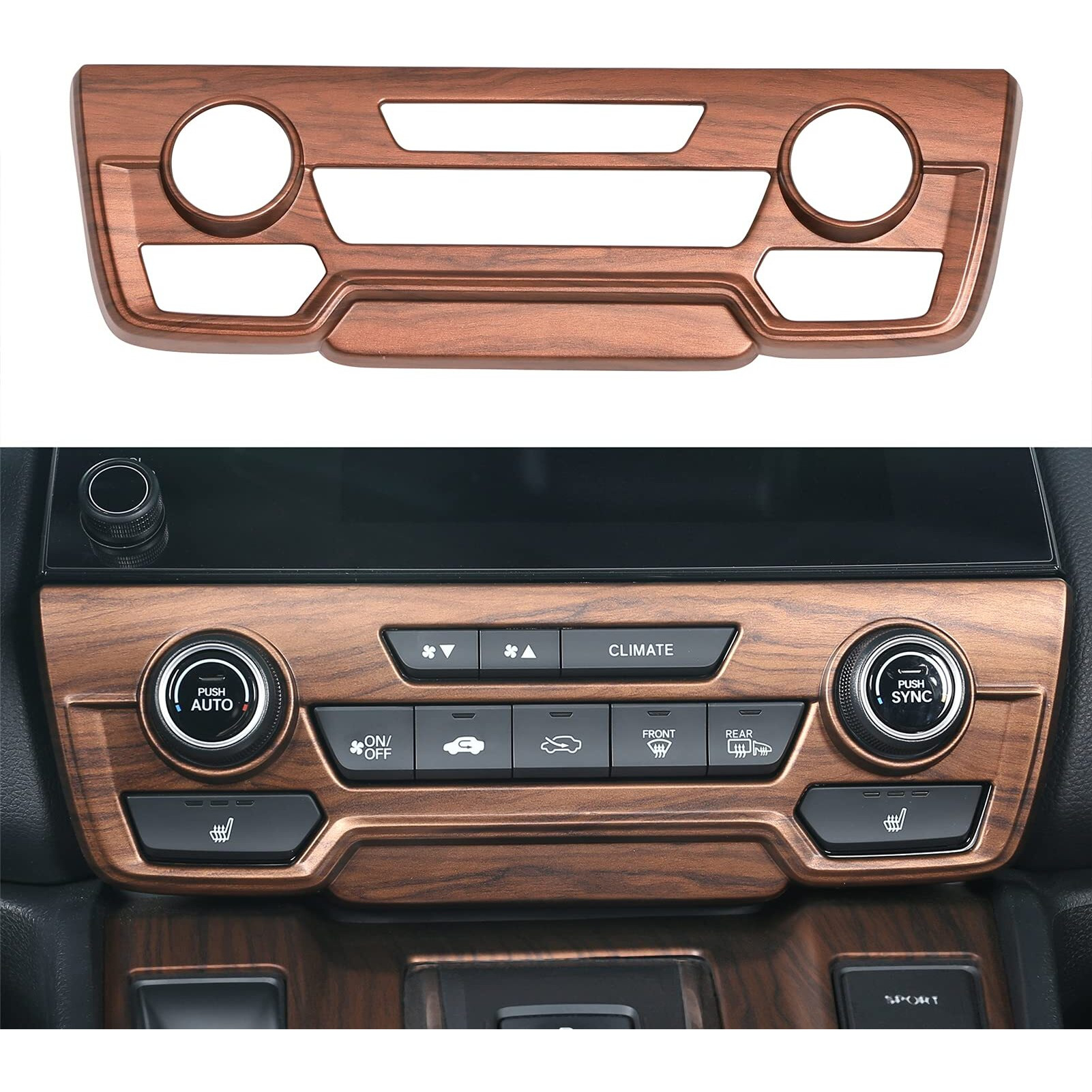 Antbooboo For Honda Crv Cr-V 2022 2021 2020 2019 2018 2017 Air Conditioning Knob Climate Control Module Panel Peach Wood Grain Center Console Cd Panel Cover Trim (Not Fit For Lx)