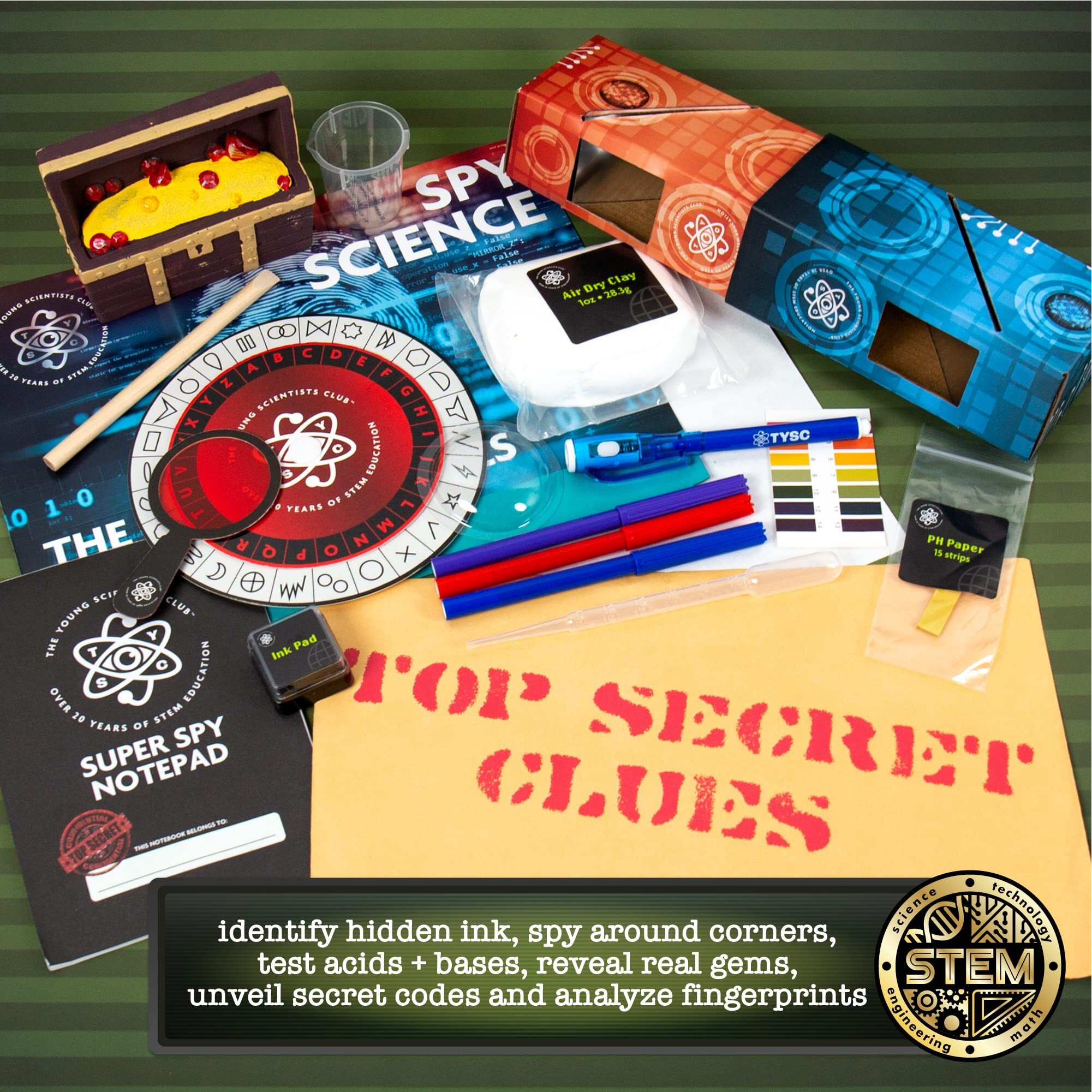 The Young Scientists Club Top Secret Spy Science Kit, Detective Kit For Kids, Crime-Solver Set For Spy Parties, Great Science Toy Gift For Boys And Girls, Be Your Own Secret Agent, Ages 8, 9, 10