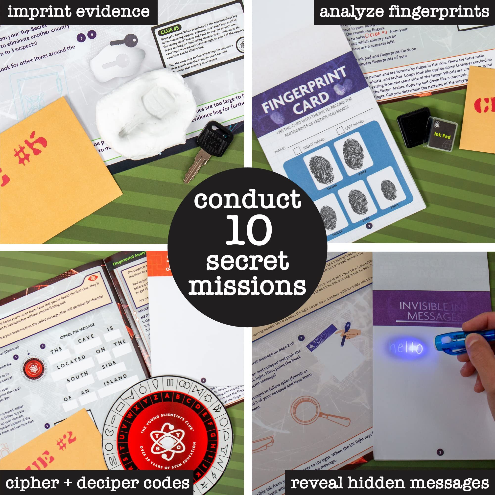 The Young Scientists Club Top Secret Spy Science Kit, Detective Kit For Kids, Crime-Solver Set For Spy Parties, Great Science Toy Gift For Boys And Girls, Be Your Own Secret Agent, Ages 8, 9, 10