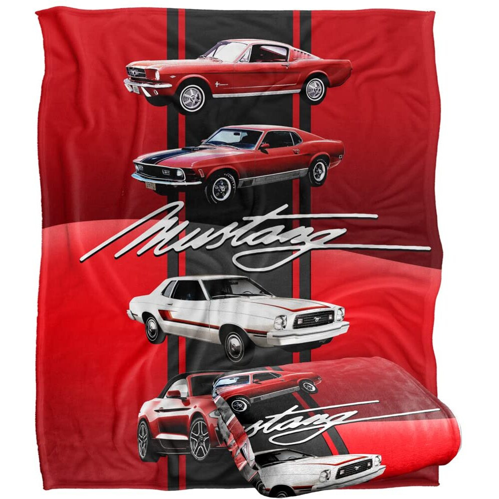 Ford Blanket, 50&quotX60&quot Mustang Line Up Silky Touch Super Soft Throw Blanket