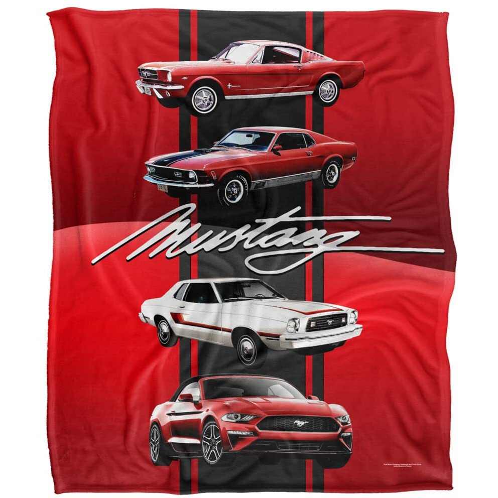 Ford Blanket, 50&quotX60&quot Mustang Line Up Silky Touch Super Soft Throw Blanket