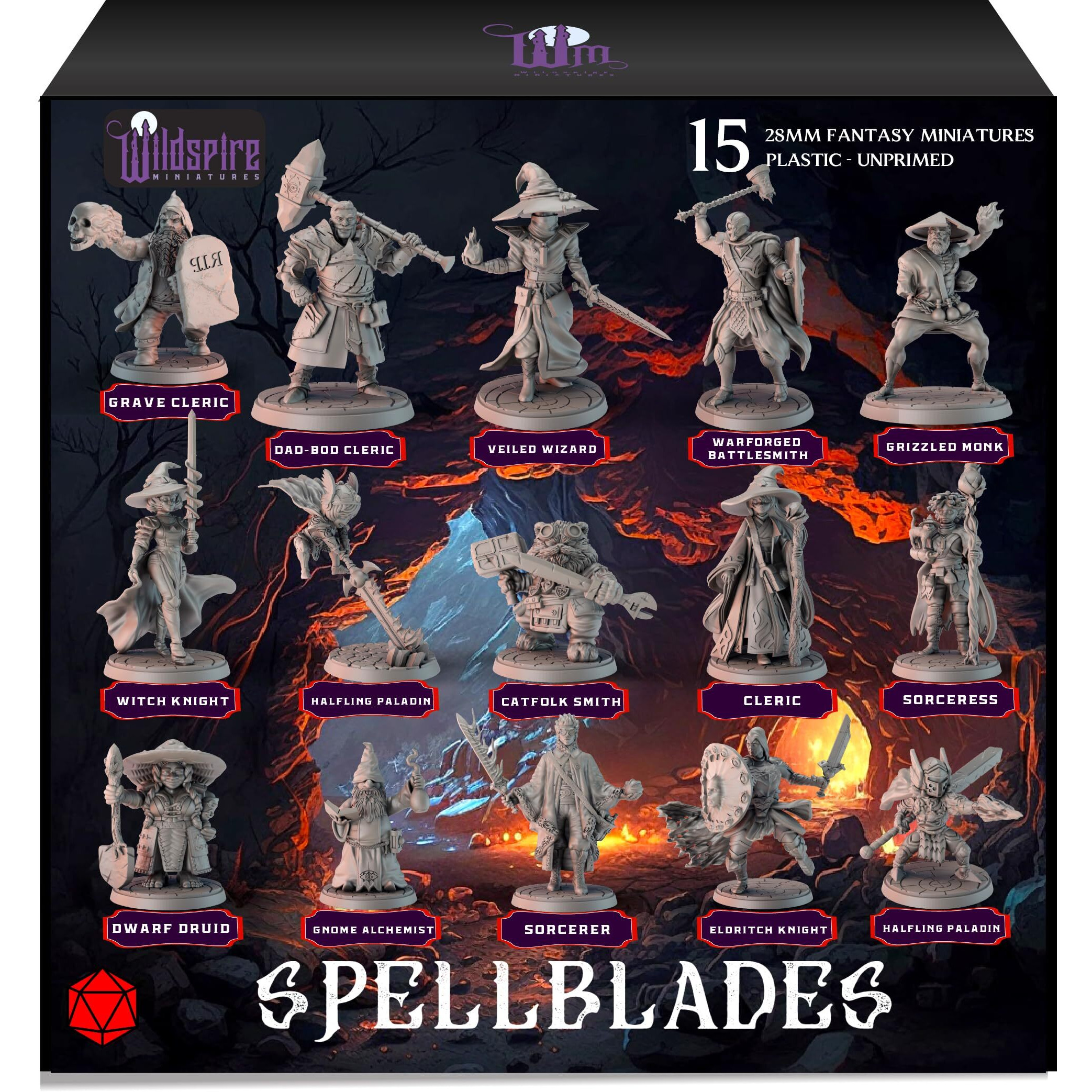 Wildspire Spellblades - Hero & Npc Characters For Dnd Miniatures Bulk 28Mm-32Mm Scale Dungeons & Dragons Miniatures D&D Miniatures D And D Figurines Dnd Minis Dnd Figures Tabletop Pathfinder Minitures