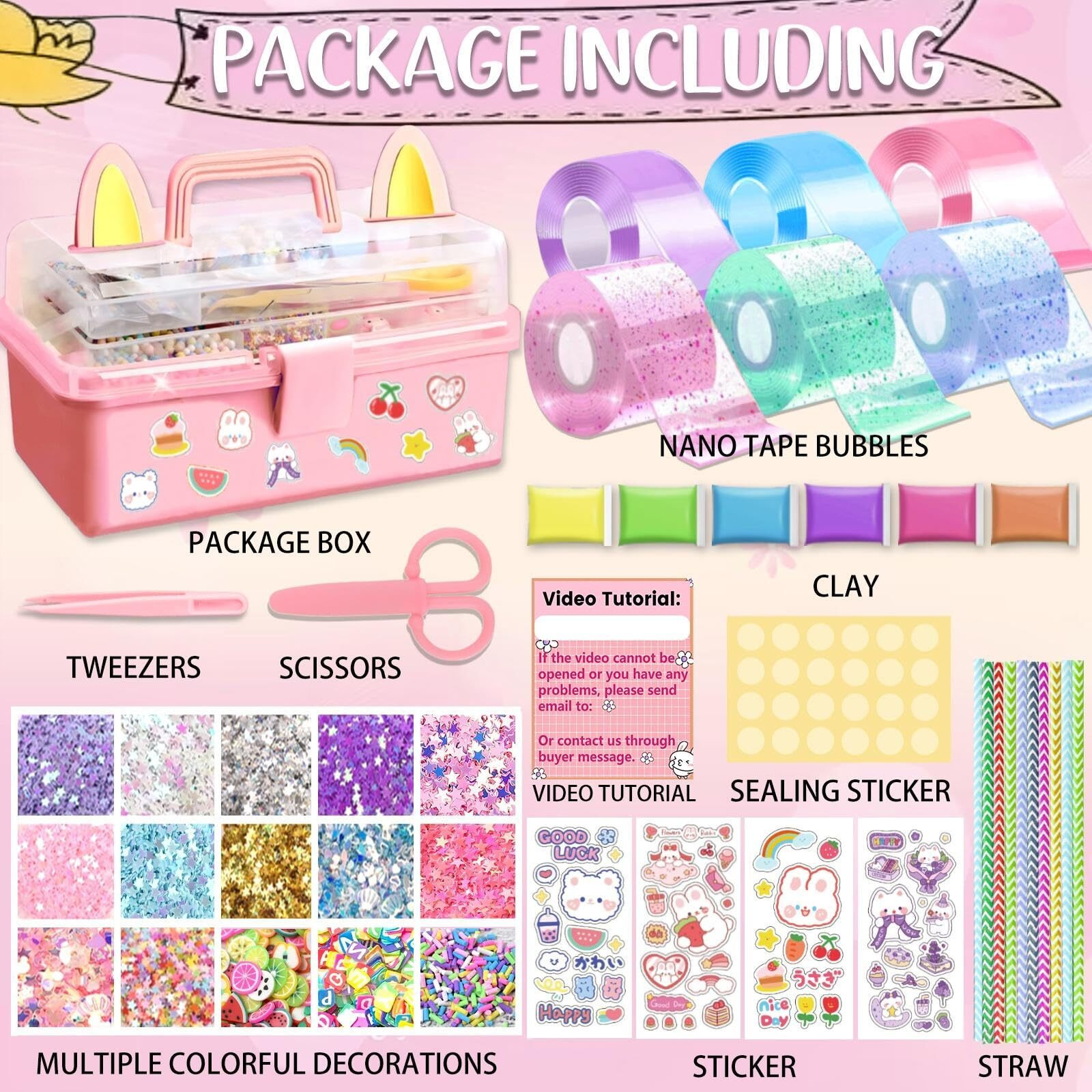 6 Pcs Nano Tape Bubble Kit For Kids With Step-By-Step Video Tutorials, Nano Tape Bubbles