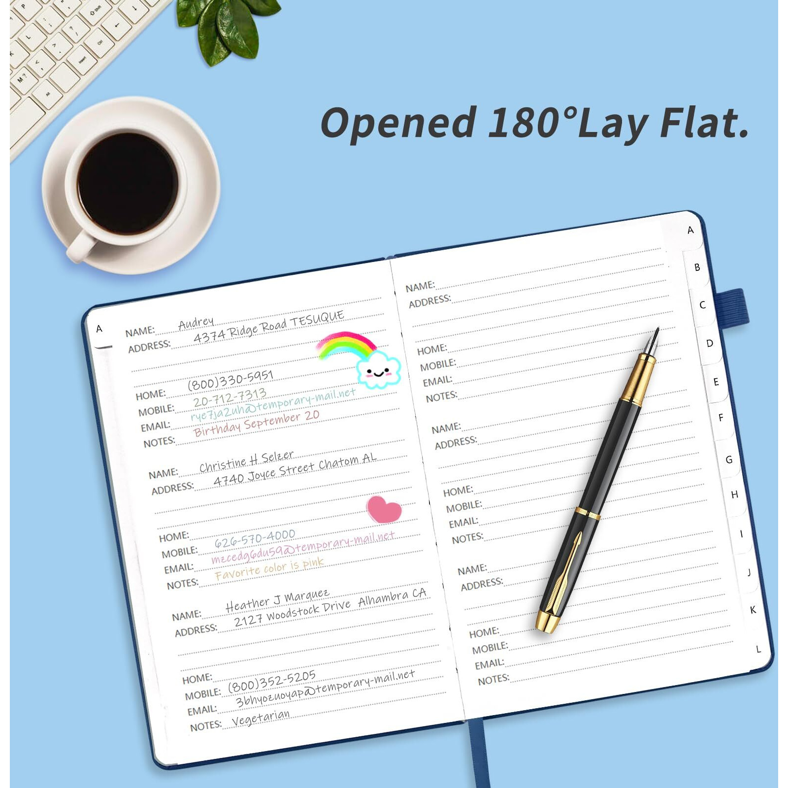 Address Book With Alphabetical Tabs, Hardcover Password Book, Address Organizer Keep Track Of Phone Numbers, Special Days, Birthdays, Anniversaries And Notes (5.3'' X 7.7", Navy Blue)