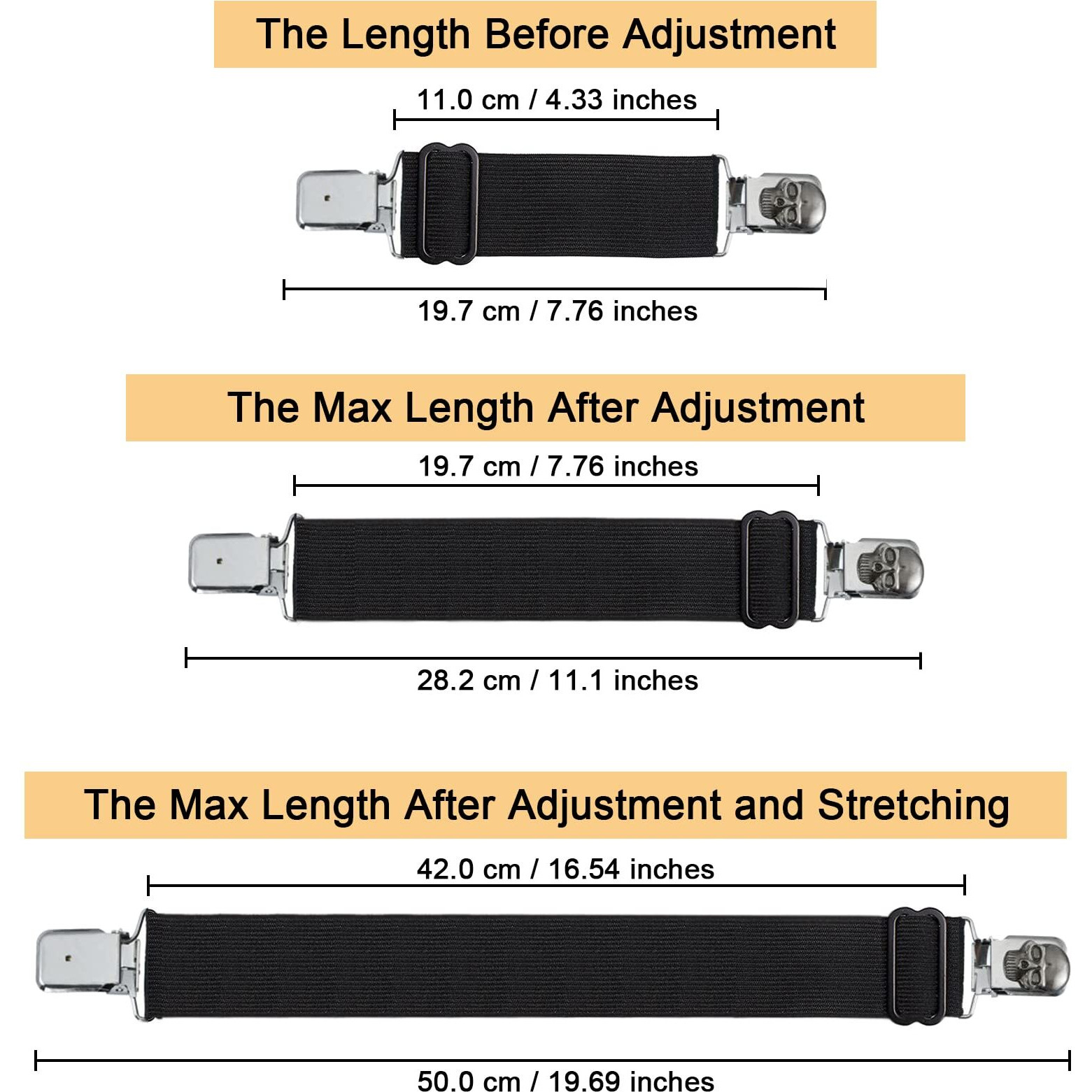 Dream Apparel 4 Pieces Elastic Boot Straps Adjustable Boot Clips Pant Clips Stirrups Leg Straps For Biker Women Men Motorcycle 4Pcs