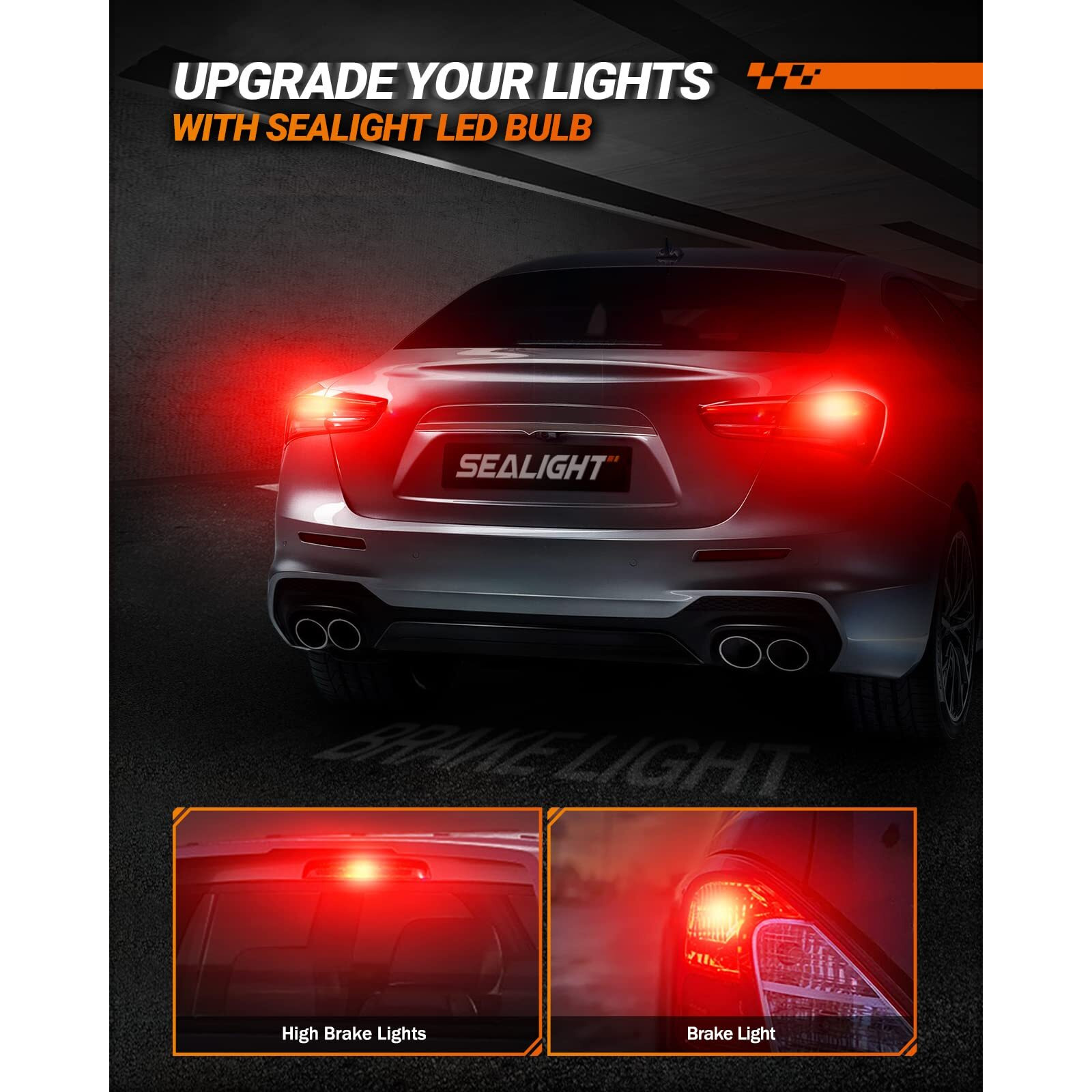 Sealight Led Brake Light Bulbs, 3156 3157 Led Bulb Red, 600% Brighter 3056 3057 3047 4057 Bulbs For Tail Stop Brake Signal Parking Lights, Brilliant Red, Pack Of 2