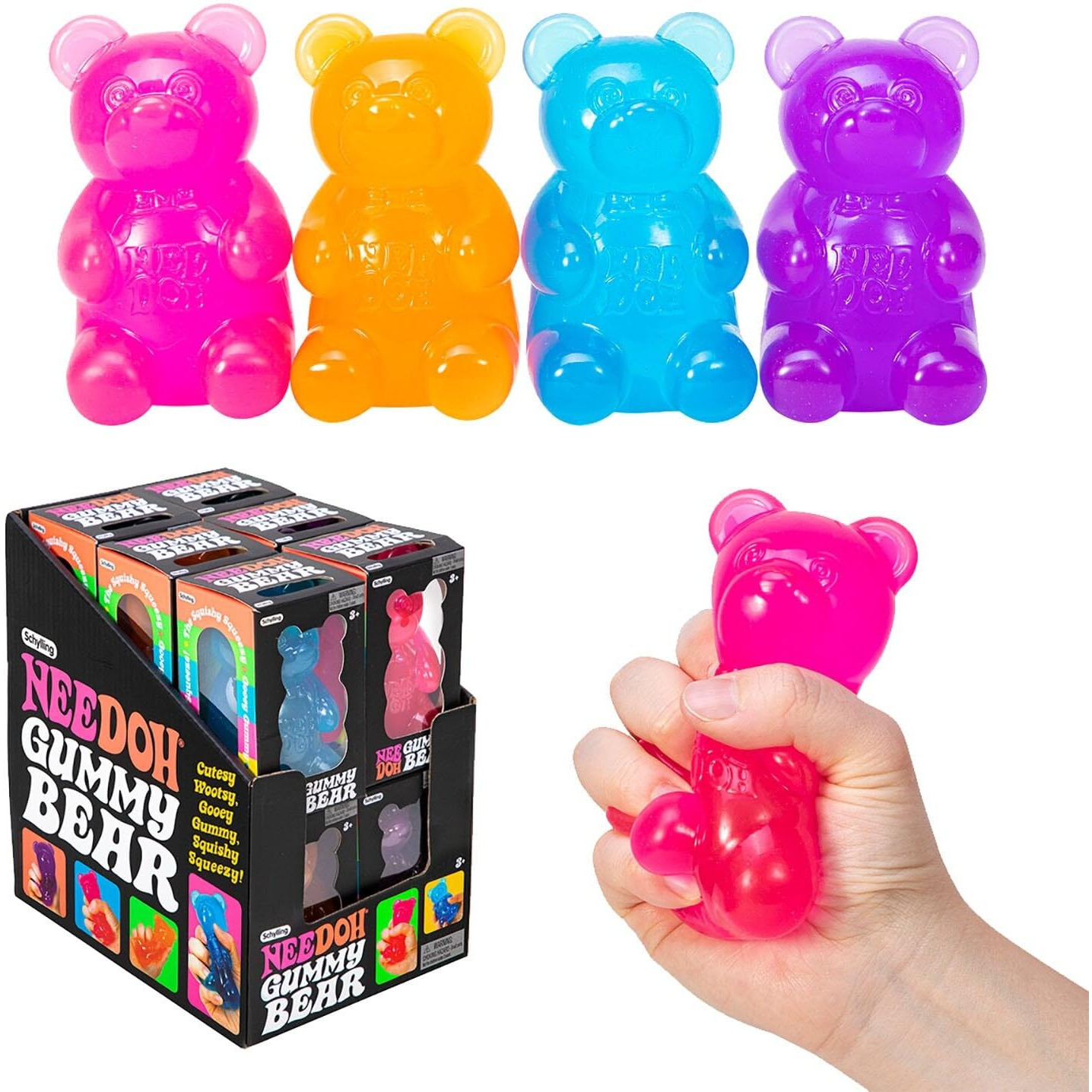 Schylling Needoh Gummy Bear - Sensory Fidget Toy - Assorted Colors - Ages 3 To Adult (Pack Of 1)