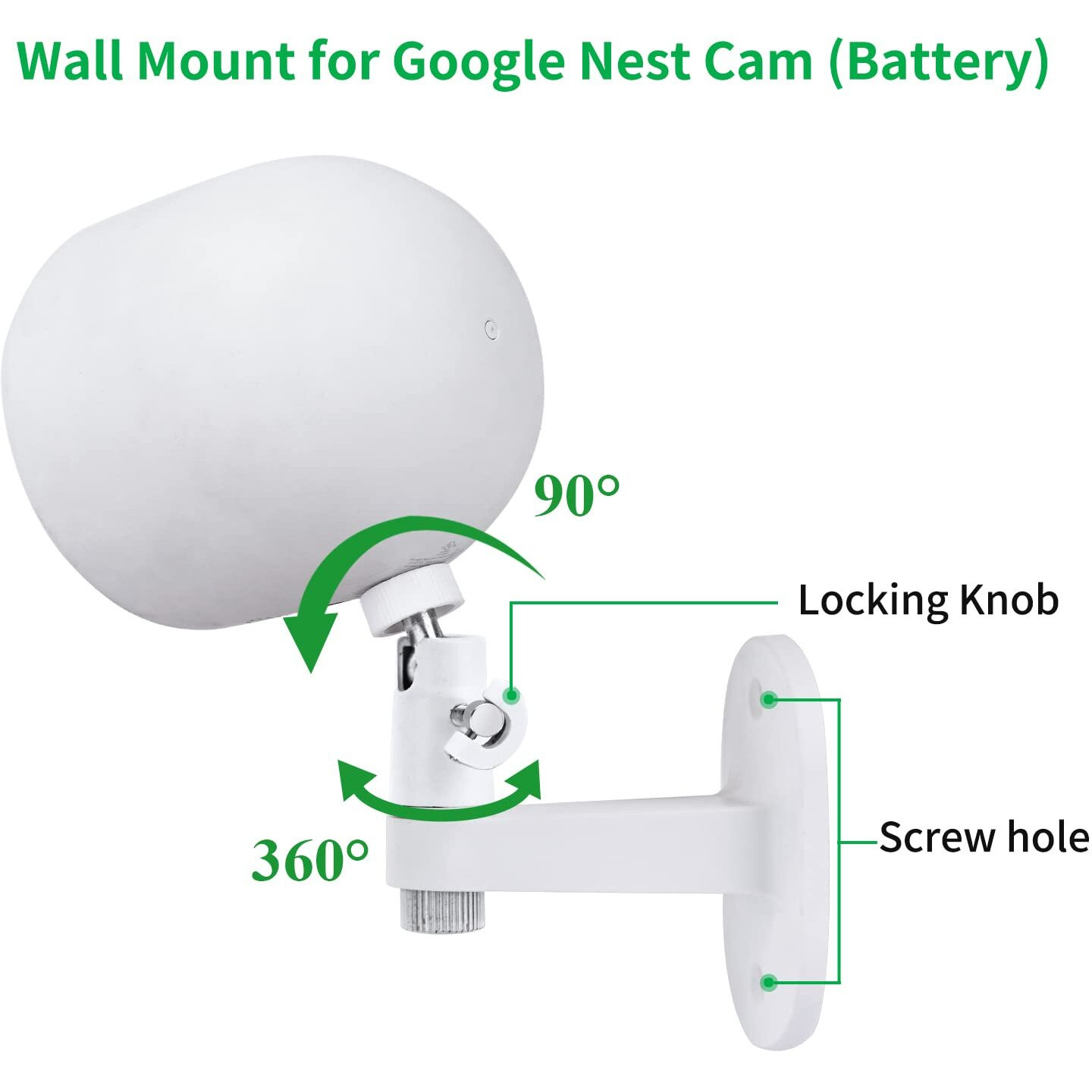 Wochel 2Pack Adjustable Security Wall Mount Bracket For Google Nest Cam Outdoor Or Indoor, Battery, Perfect View Angle For Your Security Camera System - White