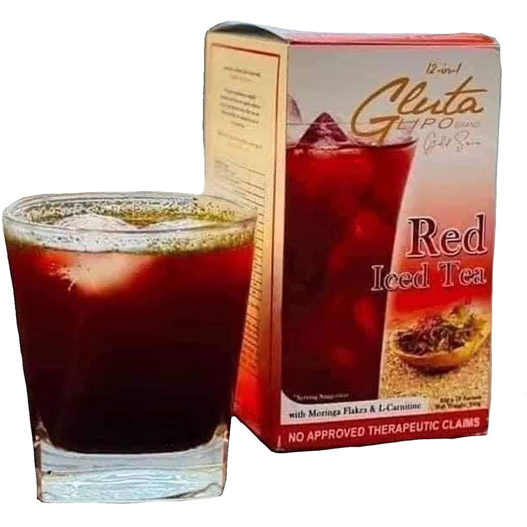 Glutalipo 12 In 1 Gluta Lipo Gold Series Red Iced Tea - 10 Sachets, 10 Count (Pack Of 1)