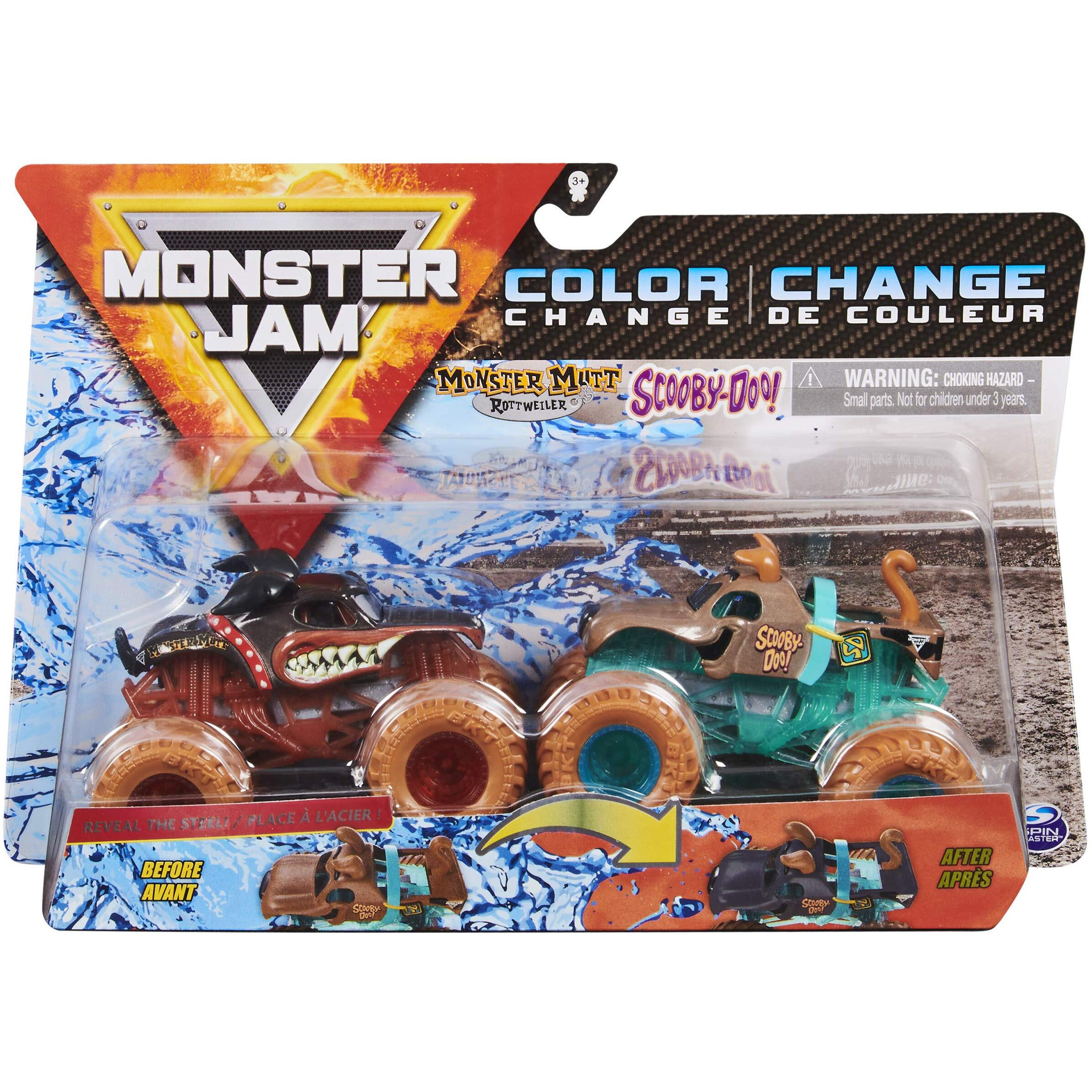Monster Jam, Official Monster Mutt Rottweiler Vs. Scooby Doo Color-Changing Die-Cast Monster Trucks, 164 Scale