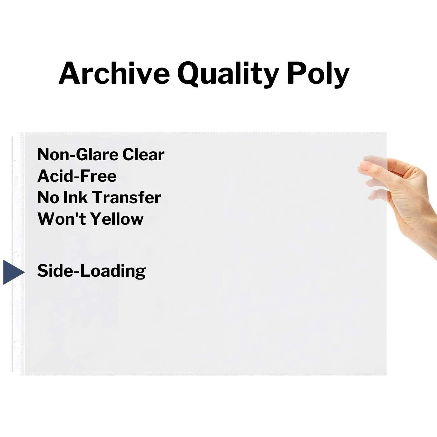 Dunwell 11X17 Sheet Protectors Landscape - (25 Pack, Heavyweight), 11 X 17" Ledger Size Plastic Sleeves, 3 Hole Punched, Fits 3-Ring Binders, Clear Archival Sleeves, Oversized Sheet Protectors