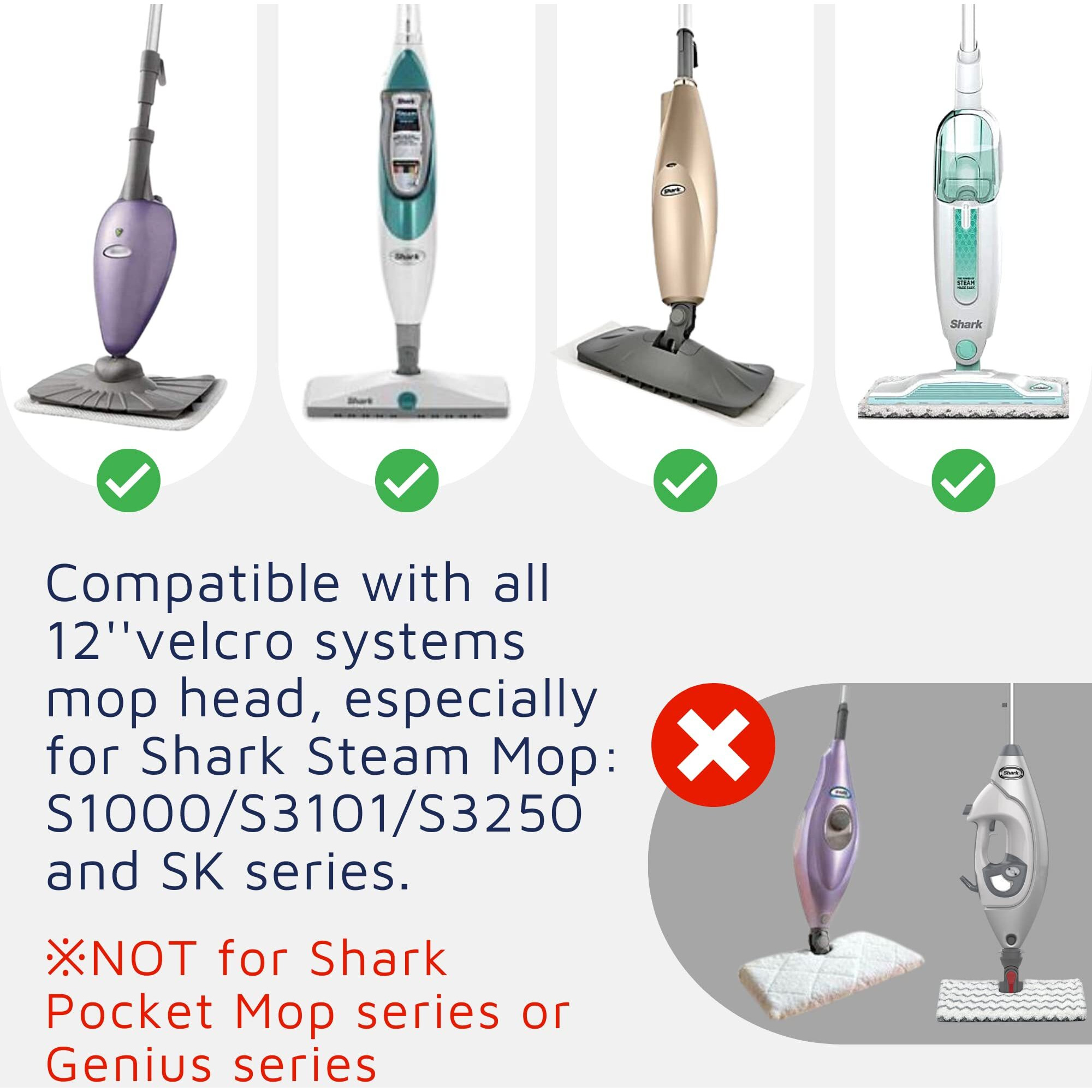 Flammi Semi-Disposable Microfiber Mop Pads Compatible With Shark S1000 S1000A S3250 S3251 S3101 Sk410 Sk435Co Sk460 Sk140 Sk141, 30 Pack