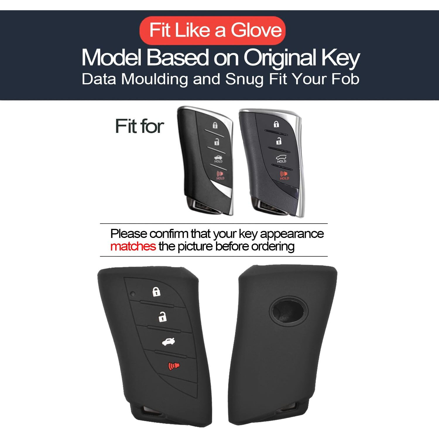 Infipar 2Pcs Compatible With Lexus Es250 Es300H Es350 Nx250 Nx350 Nx350H Nx450H+ Lx600 Rx350H Tx350 Gx550 Lc500 Ls500 Rx350 Rx450H+ Rx500H Rux250H Z450E Tx500H Tx550H+ Key Fob Cover Case Keychain