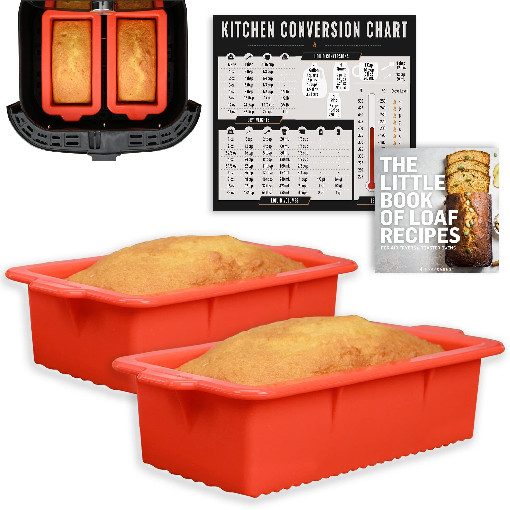 Air Fryer Silicone Loaf Pans For Baking, Non-Stick Bread Cake Pan, 8 Inch Airfryer Bakeware Sets, Meatloaf Brownie Corn, Fits Instant Pot, Ninja Foodi, Cosori, Chefman, Power Xl, Dash, Bpa Free