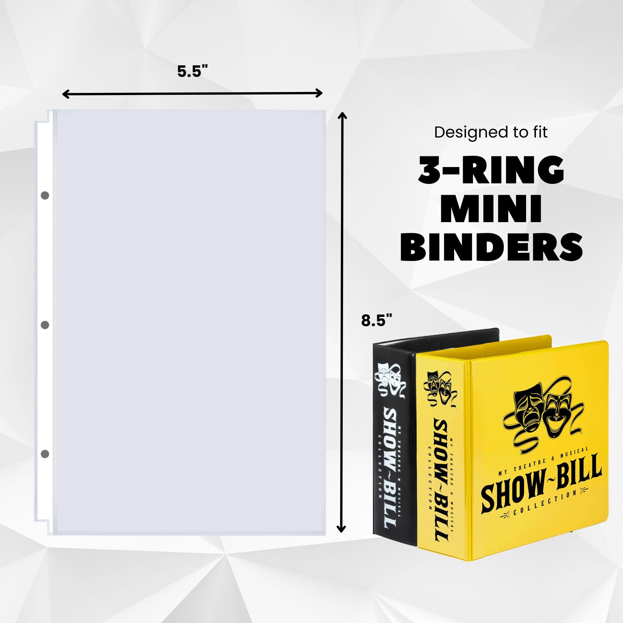 Office Werks 100 Pack Of Heavyweight Clear Mini Sheet Protectors, 5.5" X 8.5", Top Load, Reinforced Holes, Acid-Free/Archival Safe, Plastic Sleeves For Binders Documents