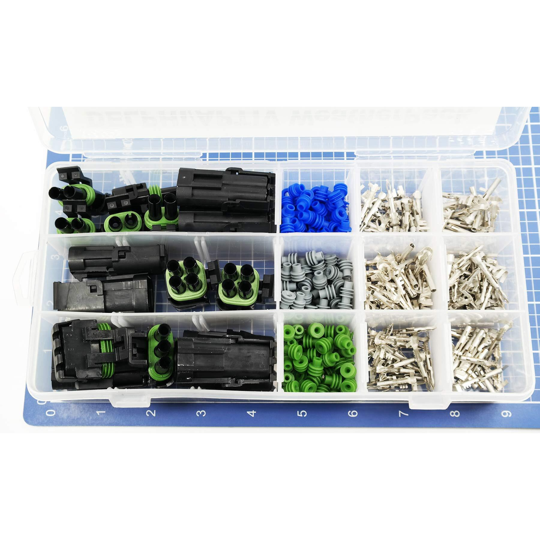 338Pcs 2, 3,4 Pin Weatherpack, 20 Amp Terminal Kit 10-20