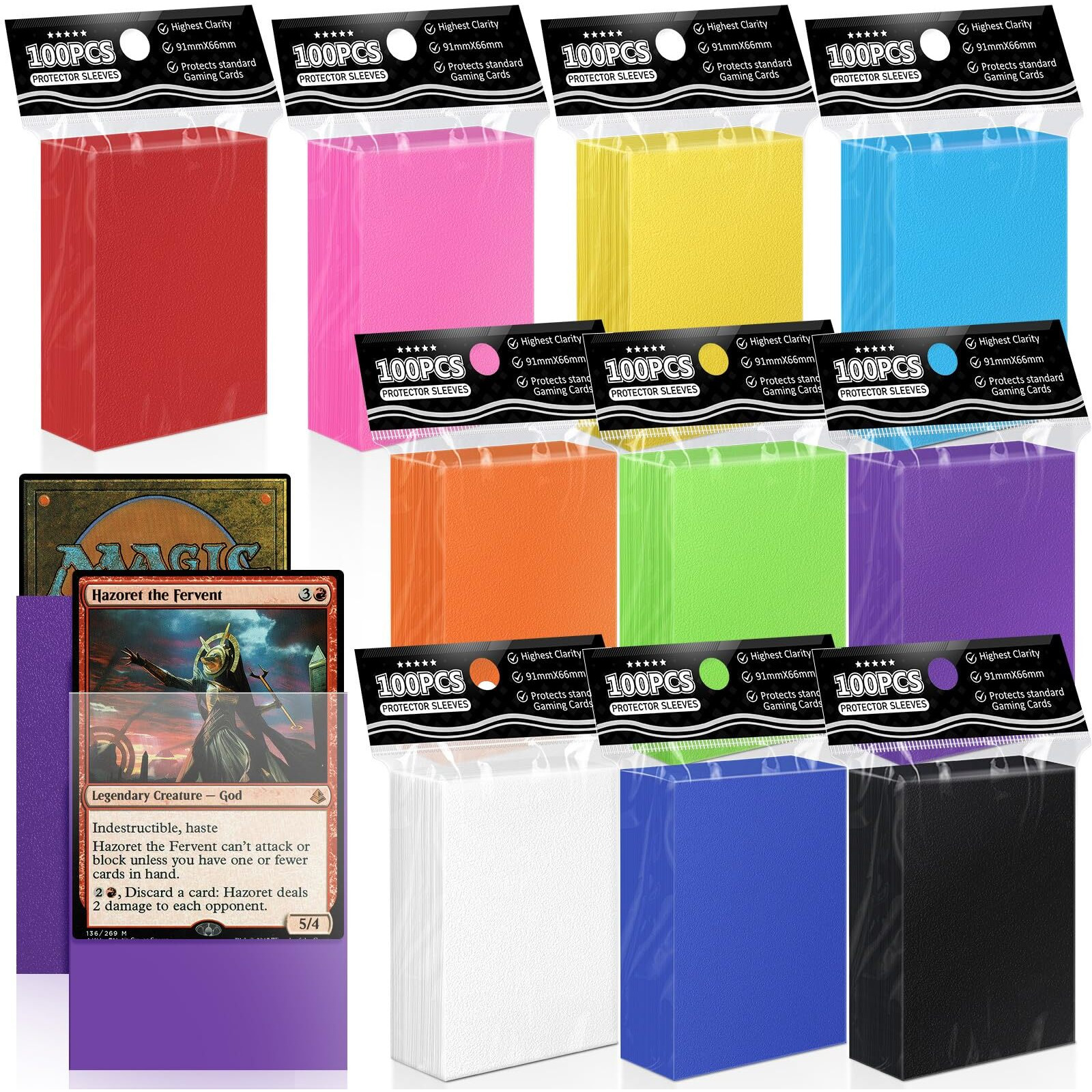 1000Ct Trading Card Sleeves Perfect Fit Mtg Matte Sleeves, Soft Sports Card Protector For Photocard, Standard Tcg Card Sleeves Fit For Mtg 66 * 91 Mm