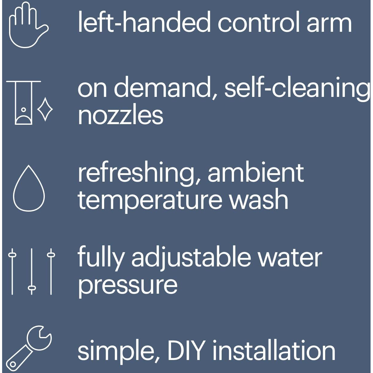 Brondell Bidet Left Hand Bidet Attachment Southspa Dual Nozzle - Control Panel On Left Side - Dual Positionable Nozzles For Front And Rear Wash, Lh-12