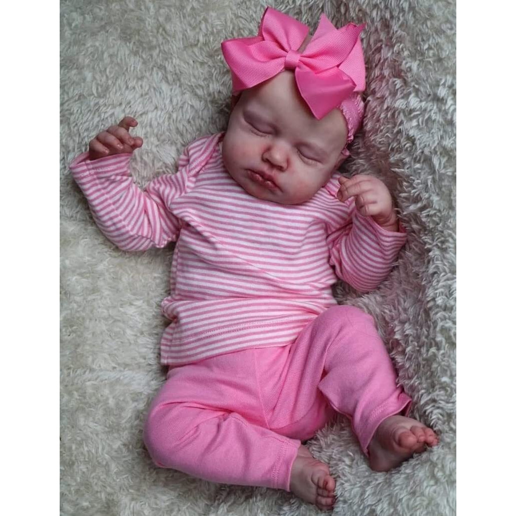 Reborn Baby Doll Clothes Accessories Girl 18 Inch Pink Striped 3 Pcs Set For 18-20 Inch Reborn Doll