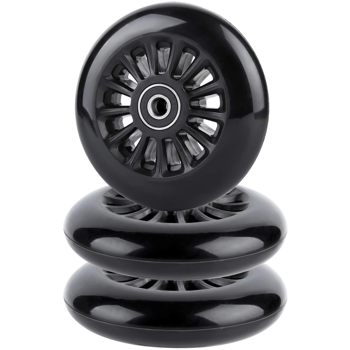 Aowesm Easy Roller Replacement Wheels W/Bearings Abec-9 For Ez Rollers Classic Drifter Junior New Twist On A Classic Scooters - Set Of 3 (Black)