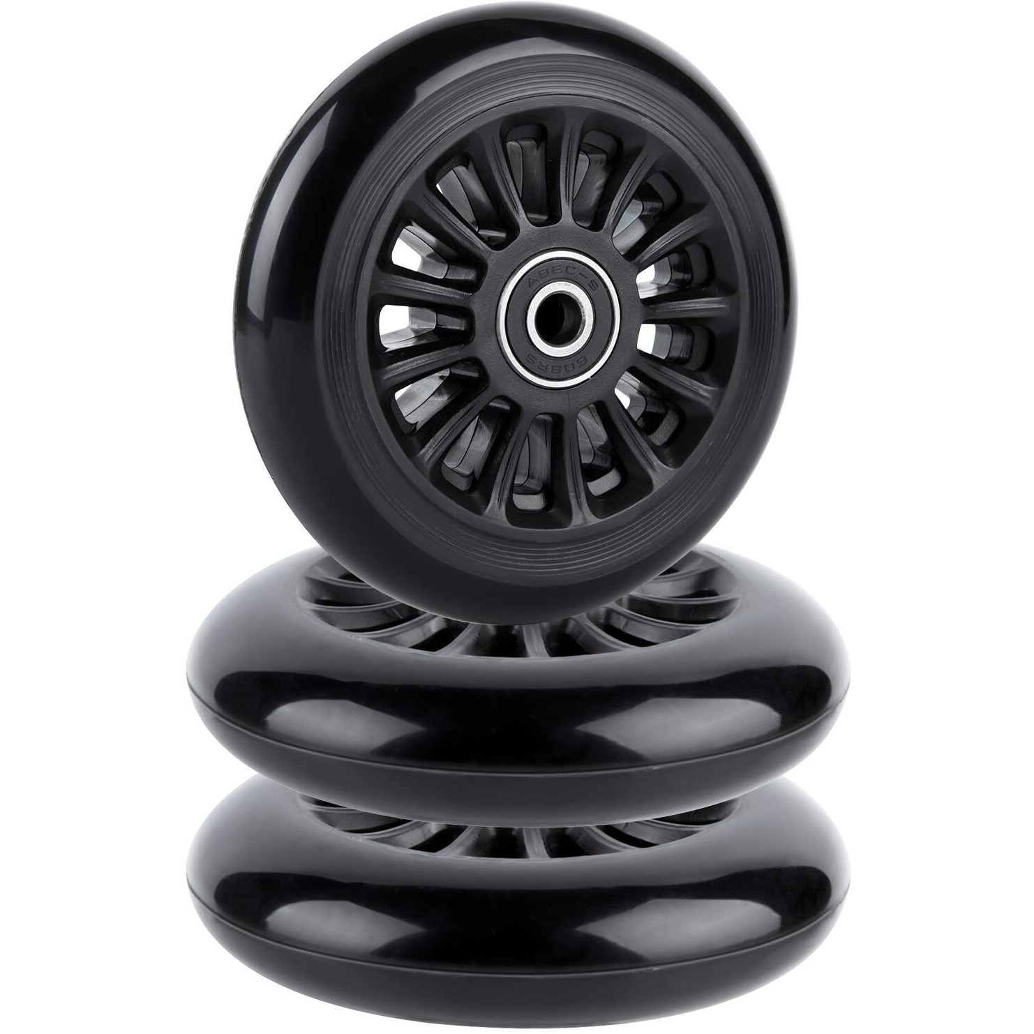 Aowesm Easy Roller Replacement Wheels W/Bearings Abec-9 For Ez Rollers Classic Drifter Junior New Twist On A Classic Scooters - Set Of 3 (Black)