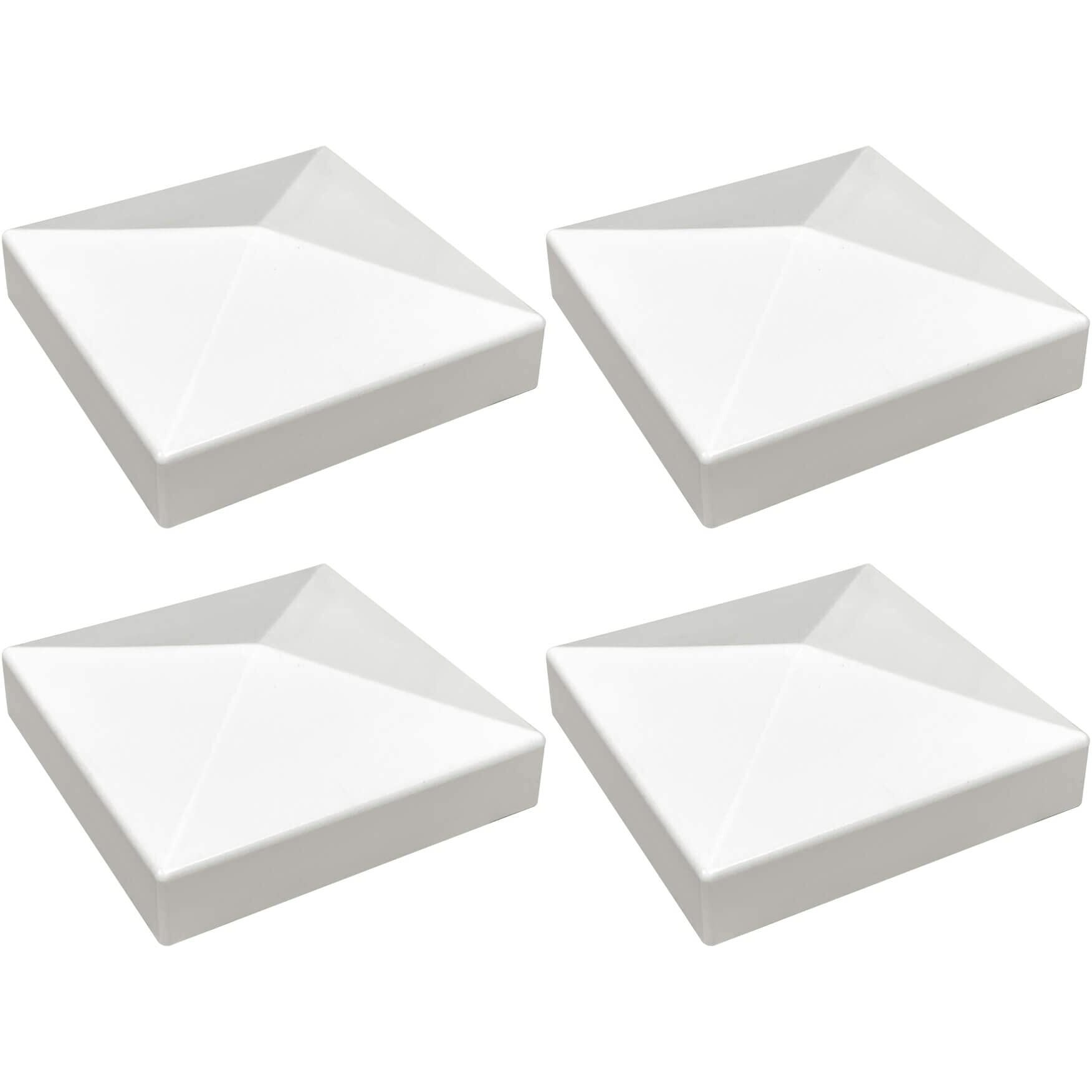 4 Packs 3.5Inch Vinyl Pyramid Style Fence Post Cap/Vinyl Post Caps Perfect For 3.5" X 3.5" Vinyl Fence Post - White Pvc/Vinyl Fence Post Cap