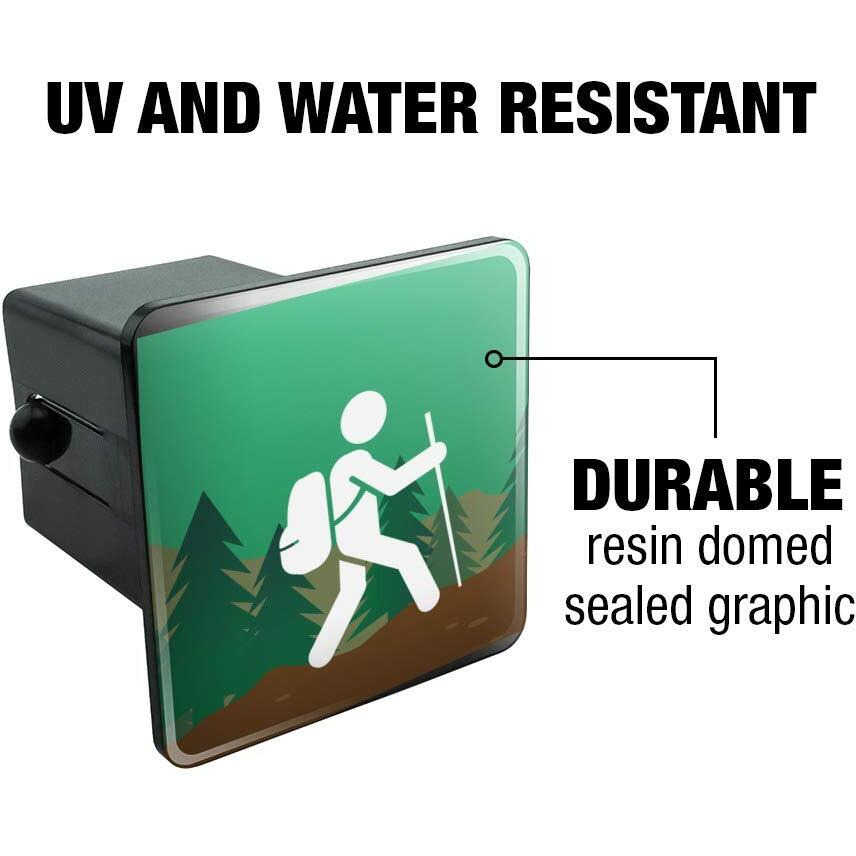 Hiker Hiking Symbol Mountain Nature Tow Trailer Hitch Cover Plug Insert 2"