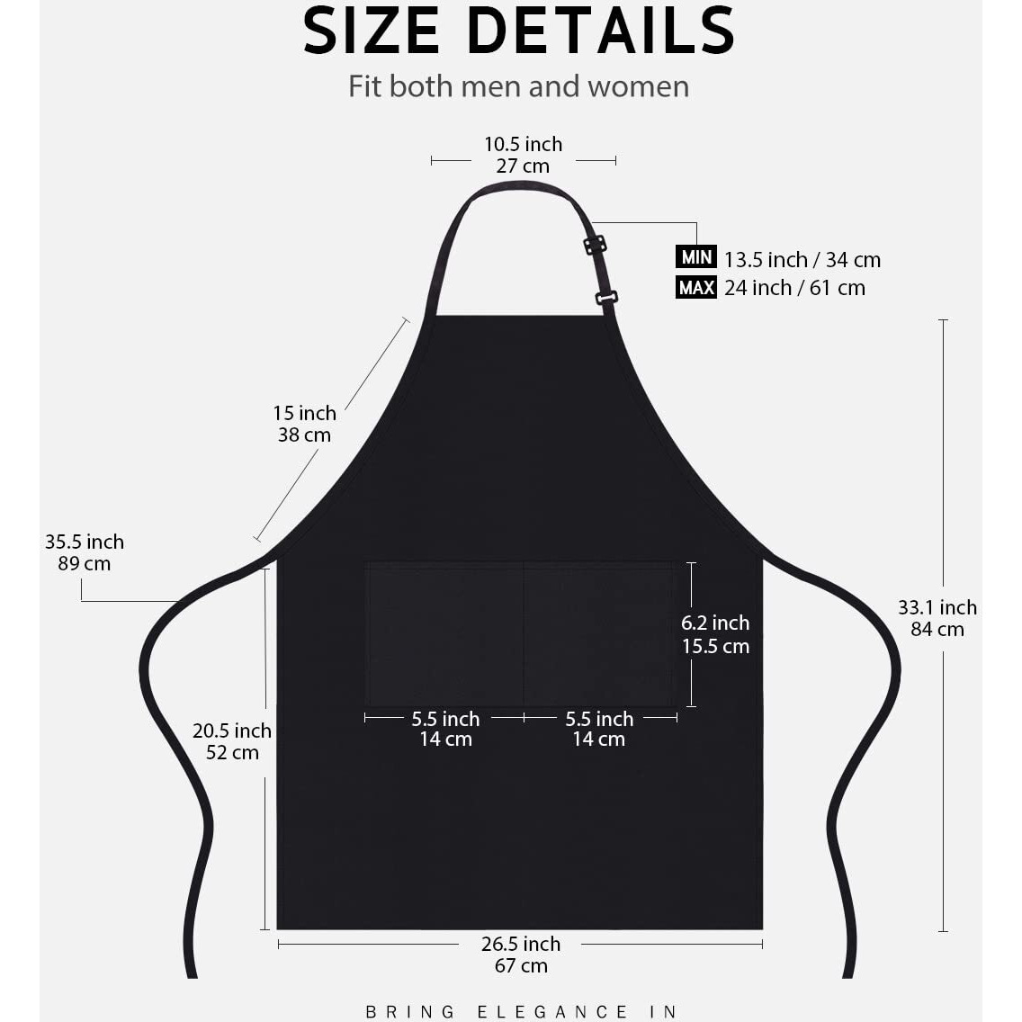 Syntus 12 Pack Bib Apron, Unisex Aprons Adjustable Waterdrop Resistant With 2 Pockets Cooking Kitchen Apron For Chef, Bbq Drawing Apron Bulk, Black