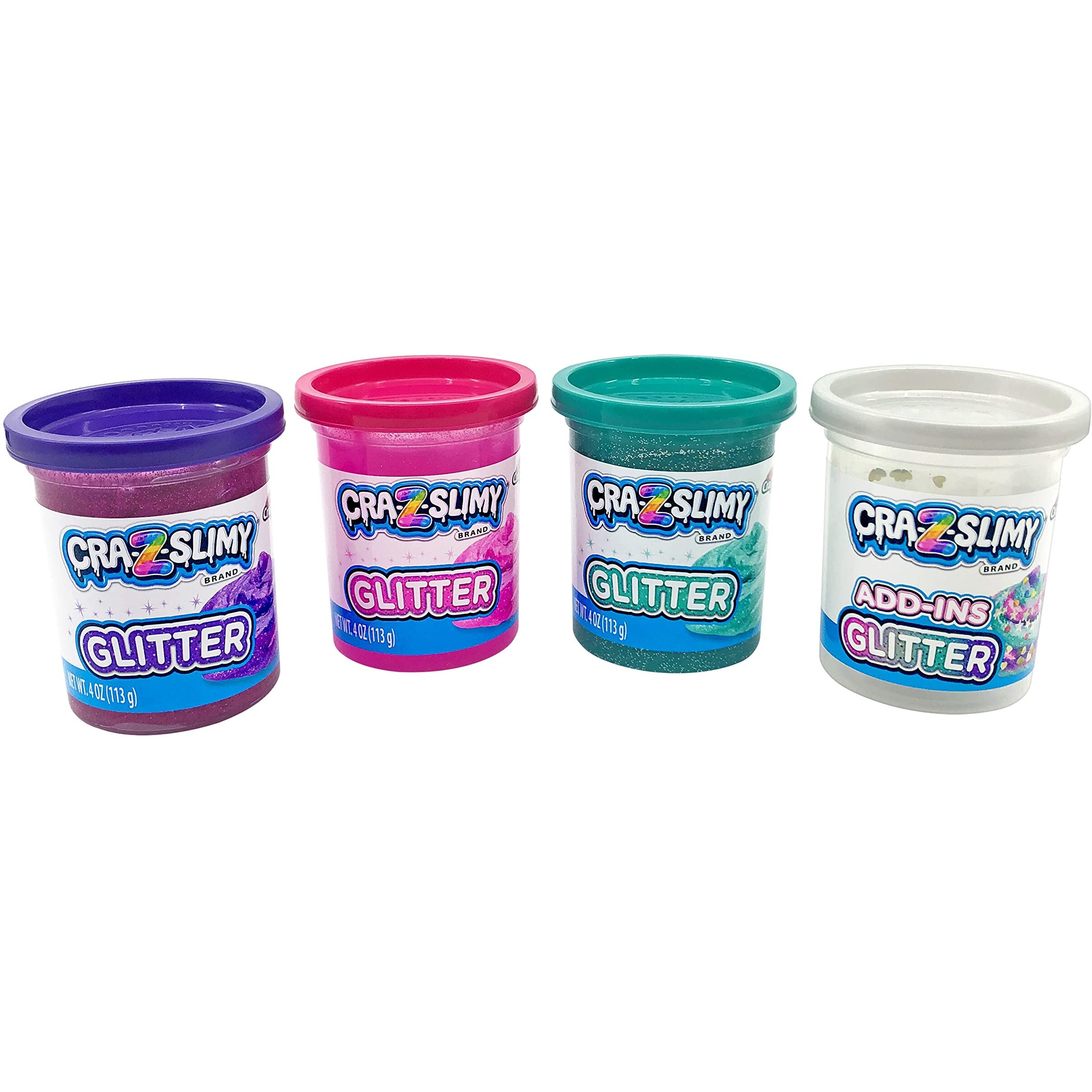 Cra-Z-Slimy 4 Pack Glitter Slime Set - Comes With 3 Colors Of Pre-Made Glitter Slime And Glitter Add-Ins
