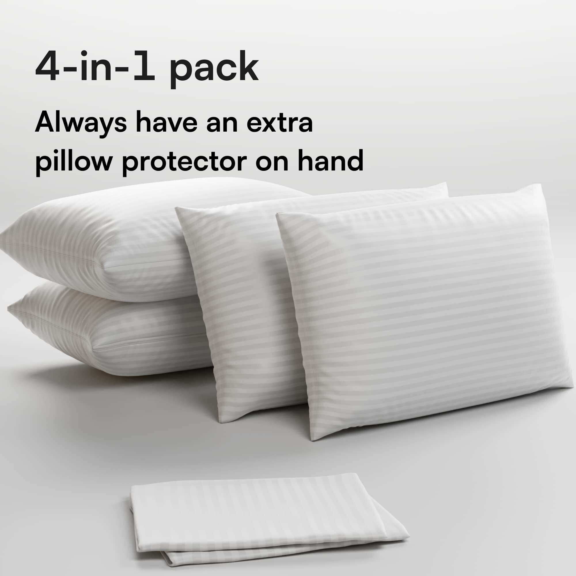 Niagara 4 Pack Of Pillow Protectors With Zipper, Standard Size, Effective Dust Protection, Quiet, Stay In Place Pillow Covers, Breathable Case For Pillow Lifespan Extension (20X26 Inches, Stripe)