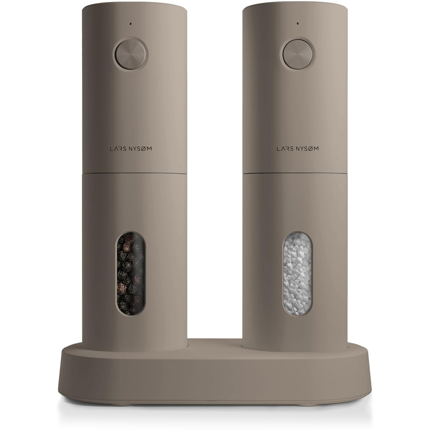 Lars Nysm Electric Salt And Pepper Grinder Set I Automatic Salt And Pepper Mills With Adjustable Ceramic Grinder I Usb Rechargeable Electric Spice Grinder Set (Greige)