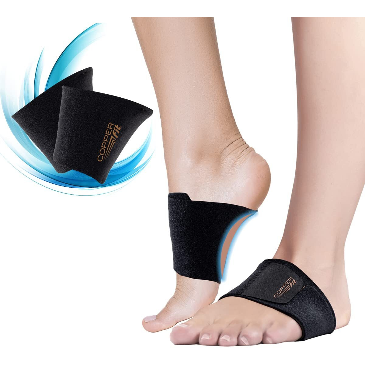 Copper Fit Cfacbp Health Unisex Arch Relief Plus With Built-In Orthotic Support, Black