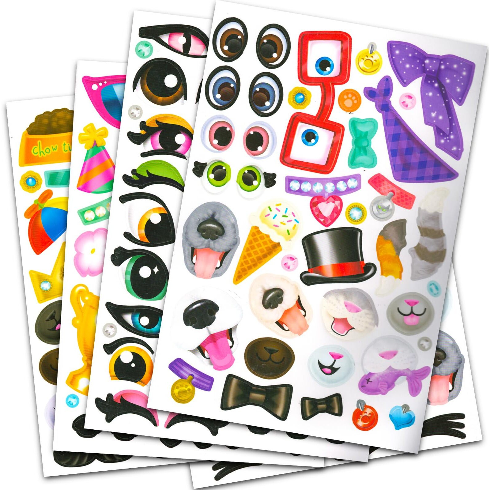 Create A Face Sticker Play Set For Kids - Bundle With Cats And Dogs Sticker Travel Activity Book For Kids Plus Door Hanger | Make Your Own Stickers For Kids, Toddlers