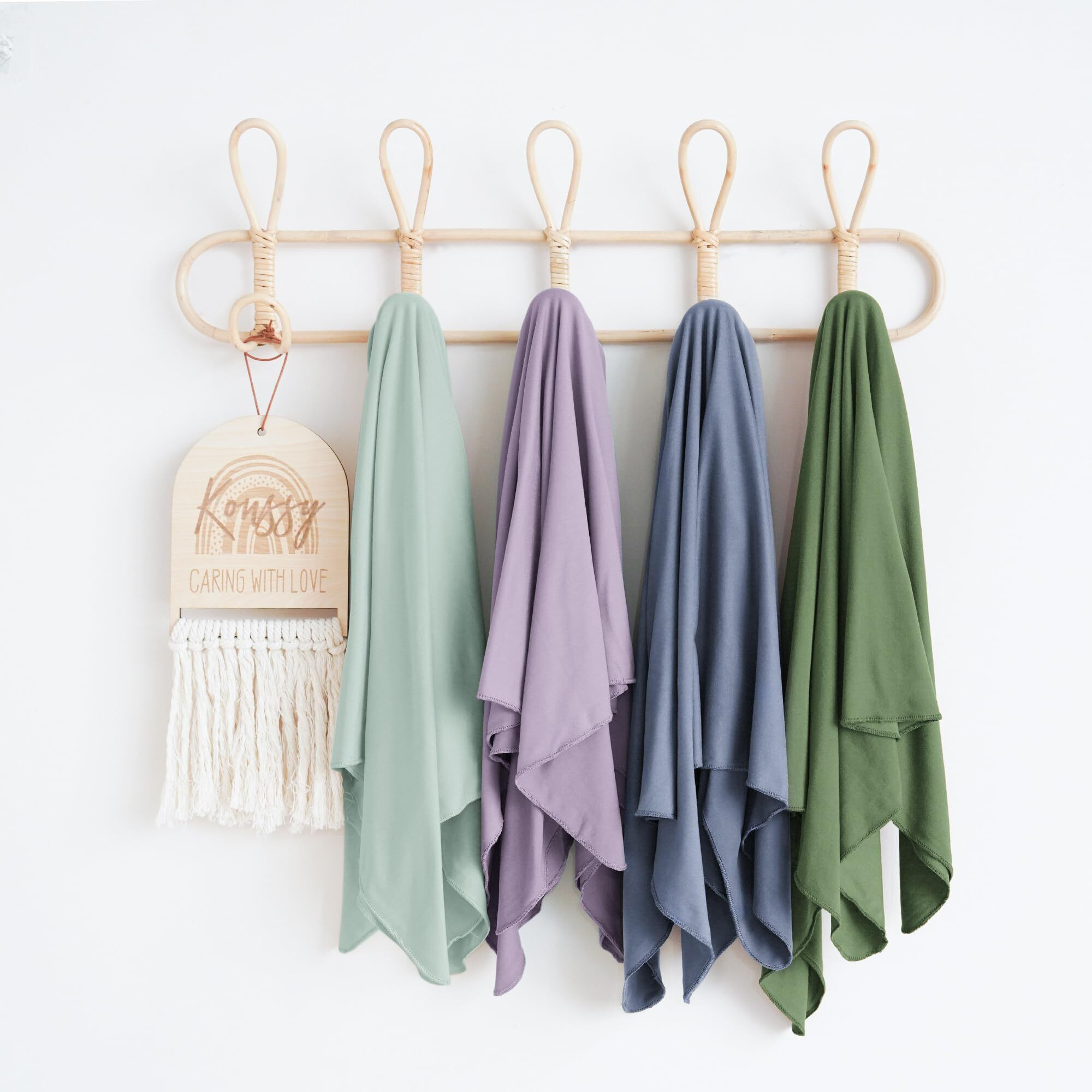 Konssy Baby Girl Newborn Receiving Blanket With Matching Headband And Beanie Set Baby Swaddle Nursery Swaddle Wrap(Blue)