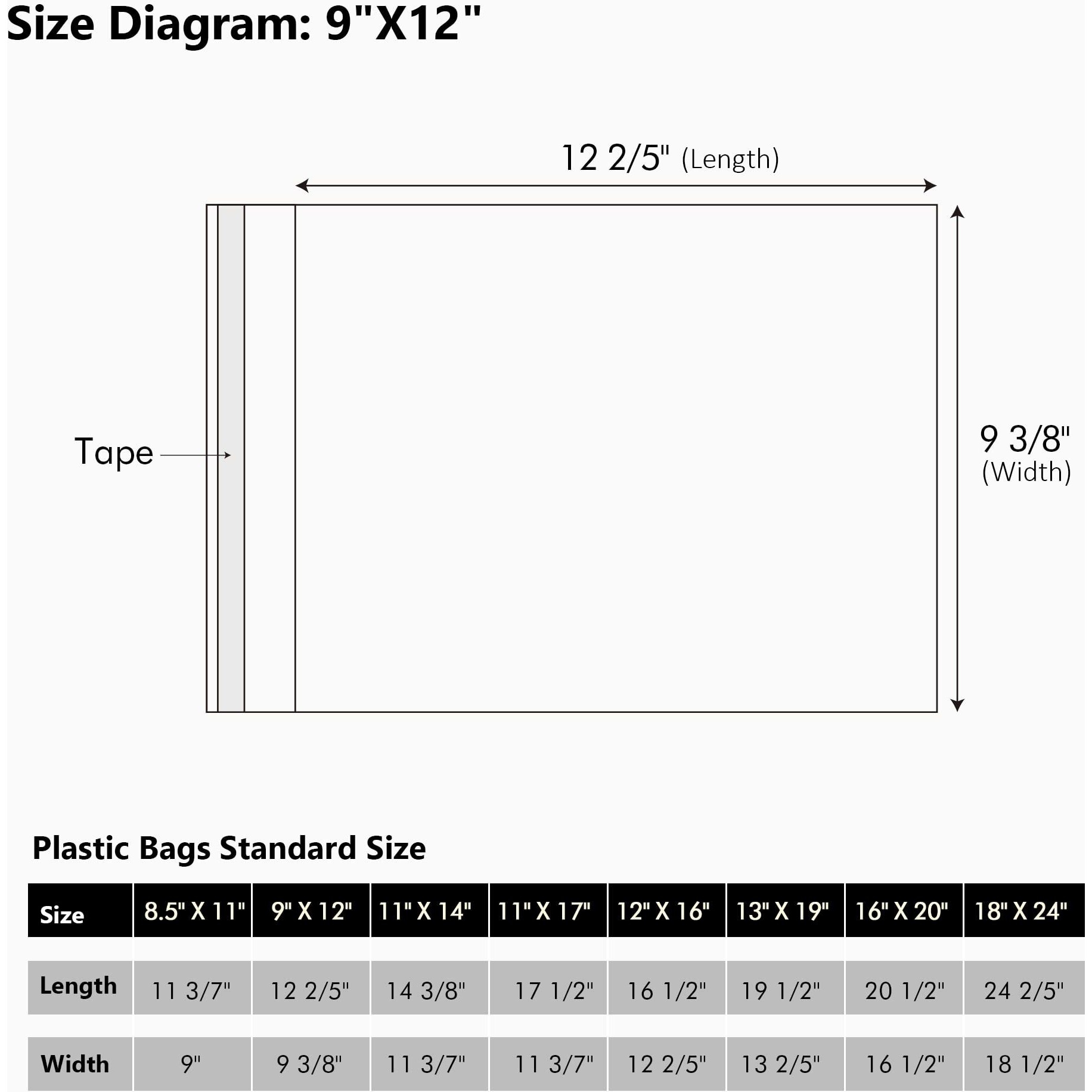 50 Pack Acid-Free Crystal Clear Sleeves Storage Bags For 9X12 Art Prints/Pictures/Photos/Framing Mat Mattes (Bag Size 9 3/8&quotX12 2/5")