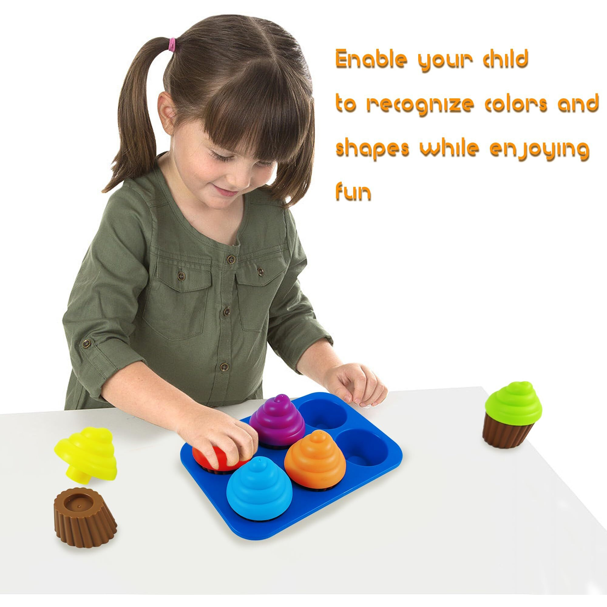 Cupcake Toy Toddler Toy Learning Colors And Shape-Shape Sorting Toys For Toddlers-Geometry Manipulatives Toddler Sensory Toys For Toddlers 1-3 - Toddler Montessori Toys For 18 Month Old Girls Boys