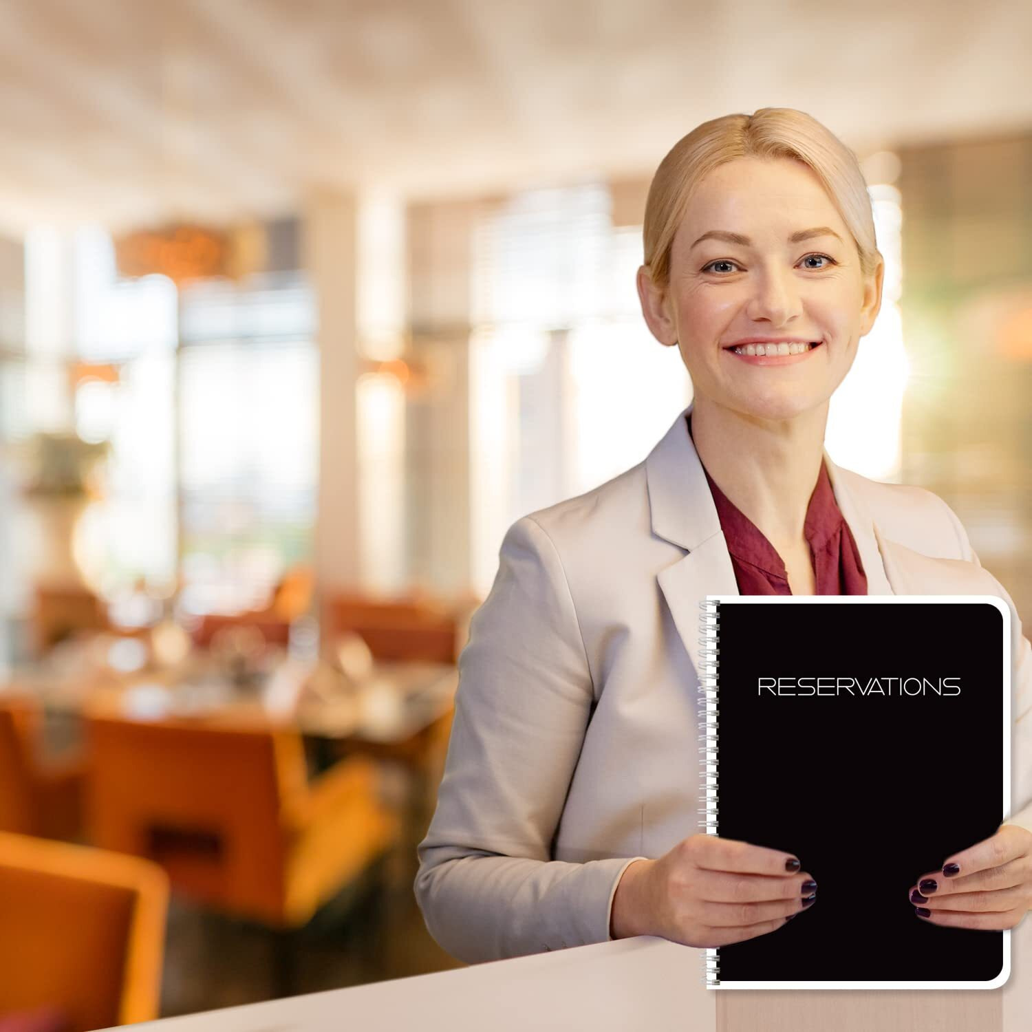 Bookfactory Restaurant Reservations Book, Table Reservations, Restaurant Dinner Reservations 120 Days 120 Pages, 8.5 X 11" Black, Wire-O (Log-120-7Cw-Pp-(Reservations))