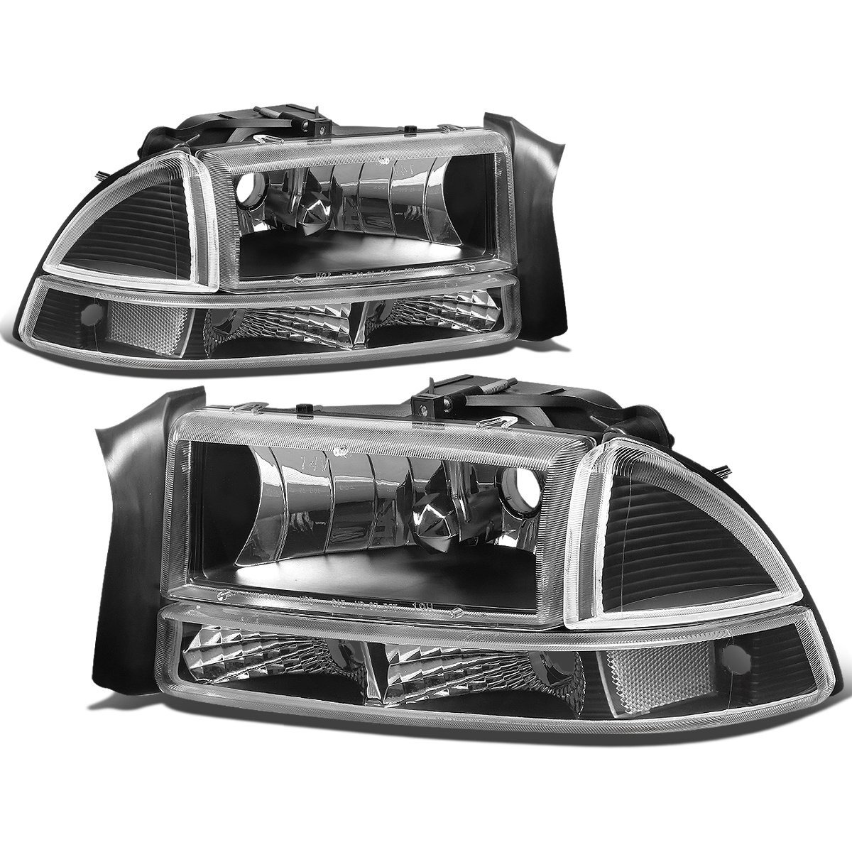 Dna Motoring Hl-Oh-Dd974P-Bk-Cl1 Black Housing Headlights Compatible With 98-04 Durango / 97-04 Dakota,Driver & Passenger Side