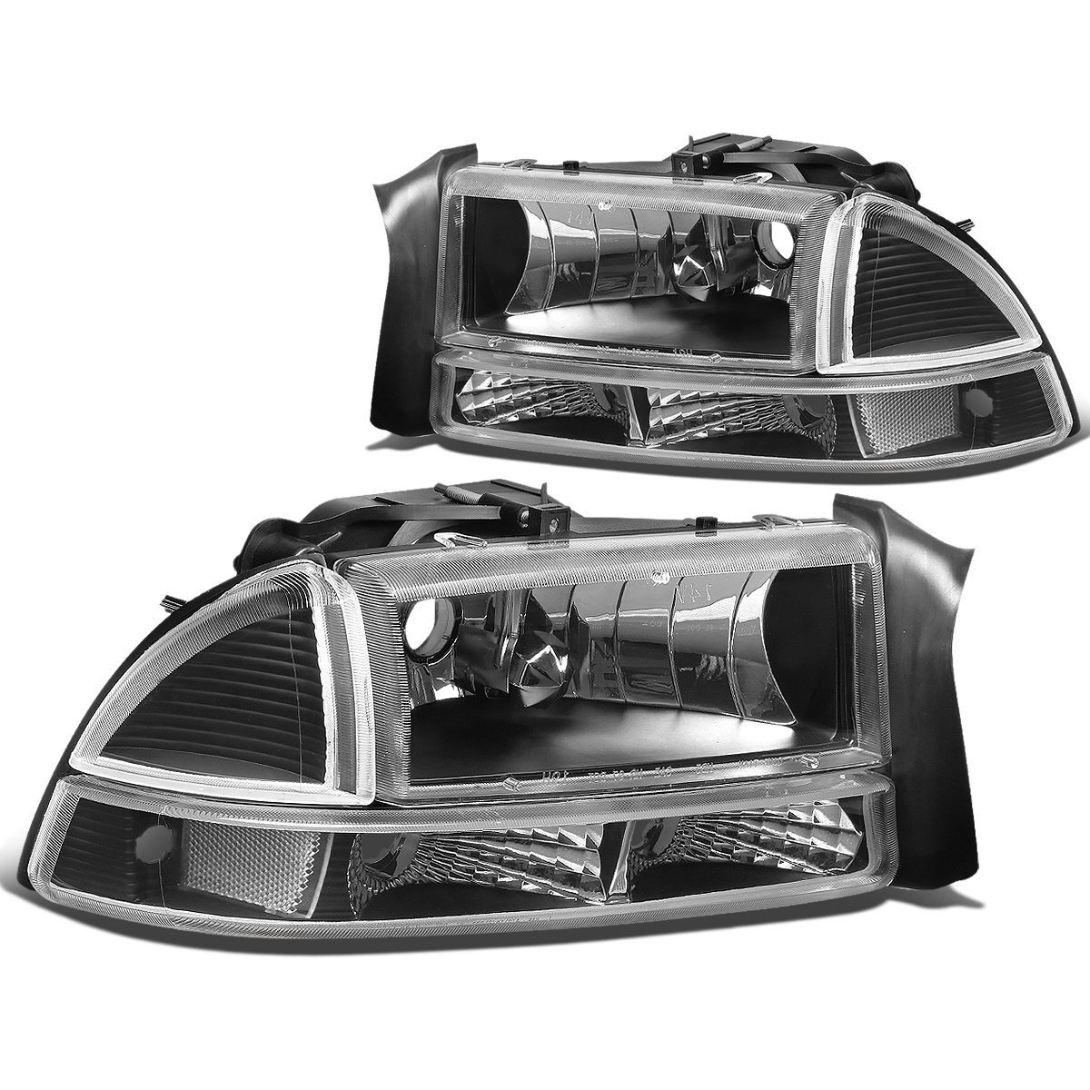 Dna Motoring Hl-Oh-Dd974P-Bk-Cl1 Black Housing Headlights Compatible With 98-04 Durango / 97-04 Dakota,Driver & Passenger Side