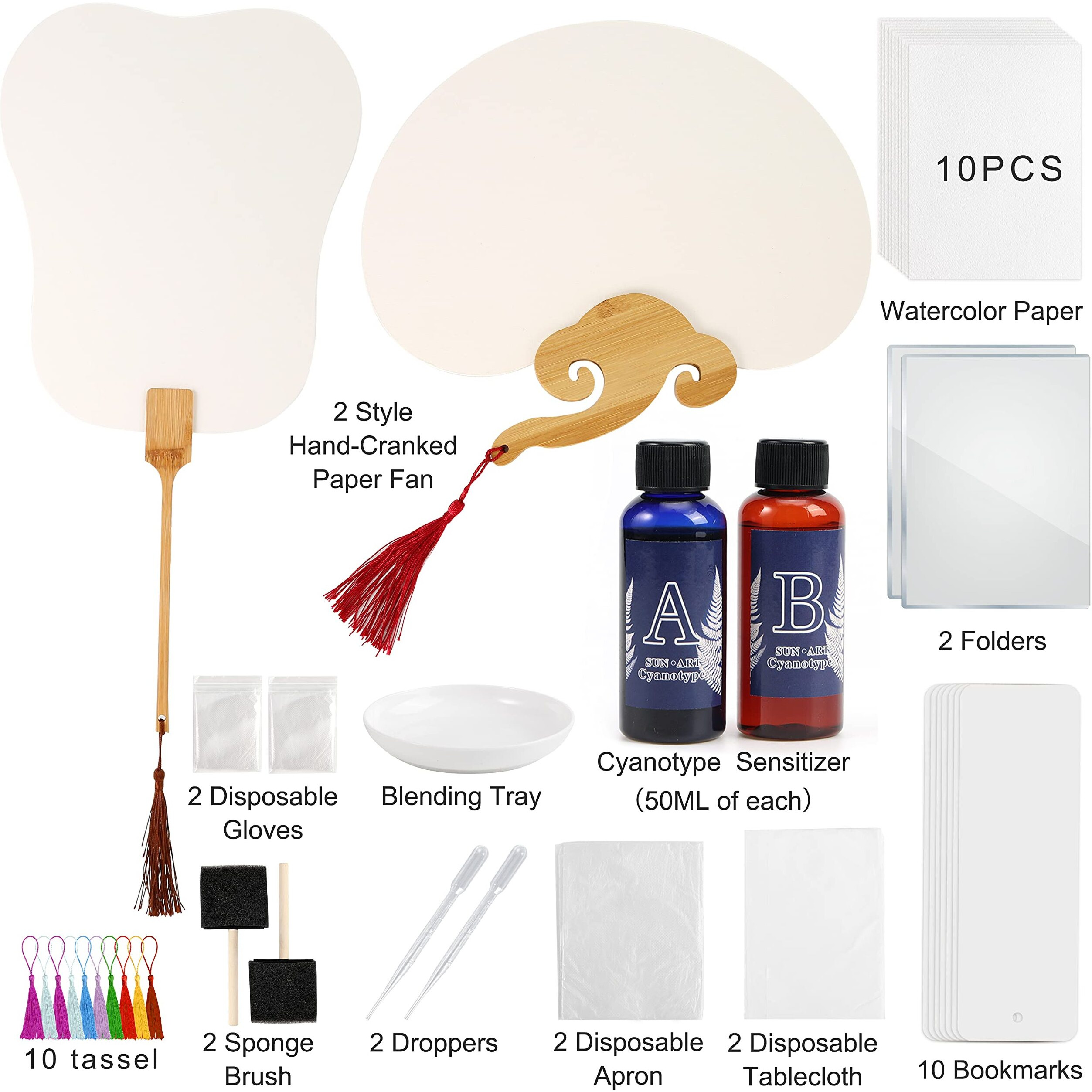 Csyidio Cyanotype Kit Include 2 Component Sensitizer Set, 40 Sheets A5 Paper Brush Tools And Instructions Sun Print Nature Printing Kit For Photographic Blueprints Diy Arts Crafts Projects