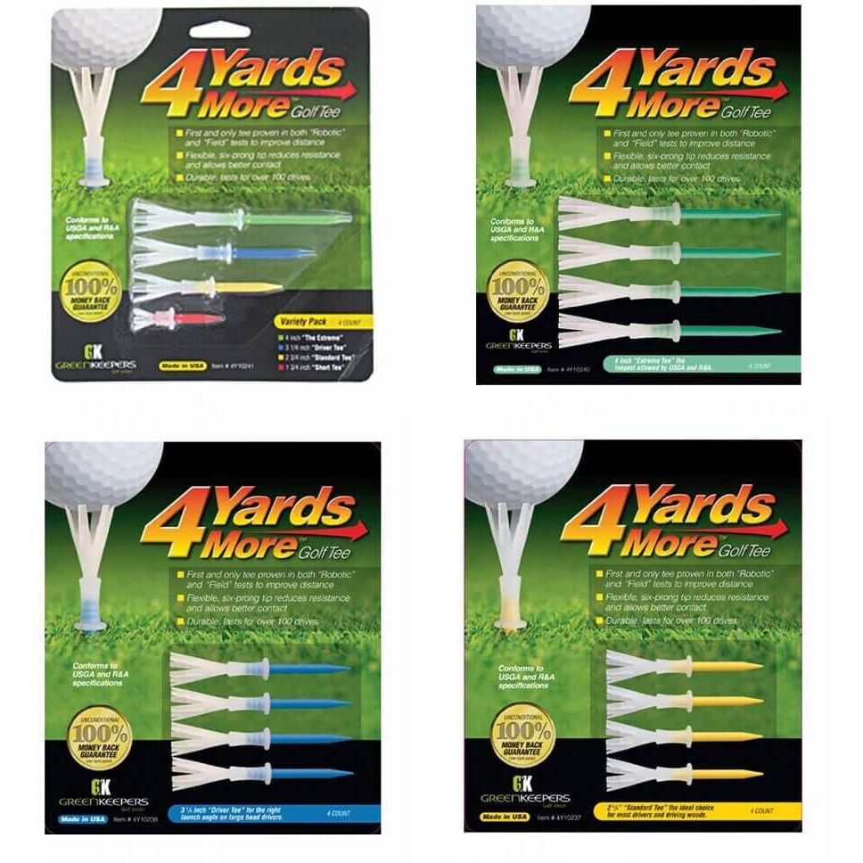 4 Yards More Golf Tee - 2 3/4&quot Standard (4 Yellow Tees)