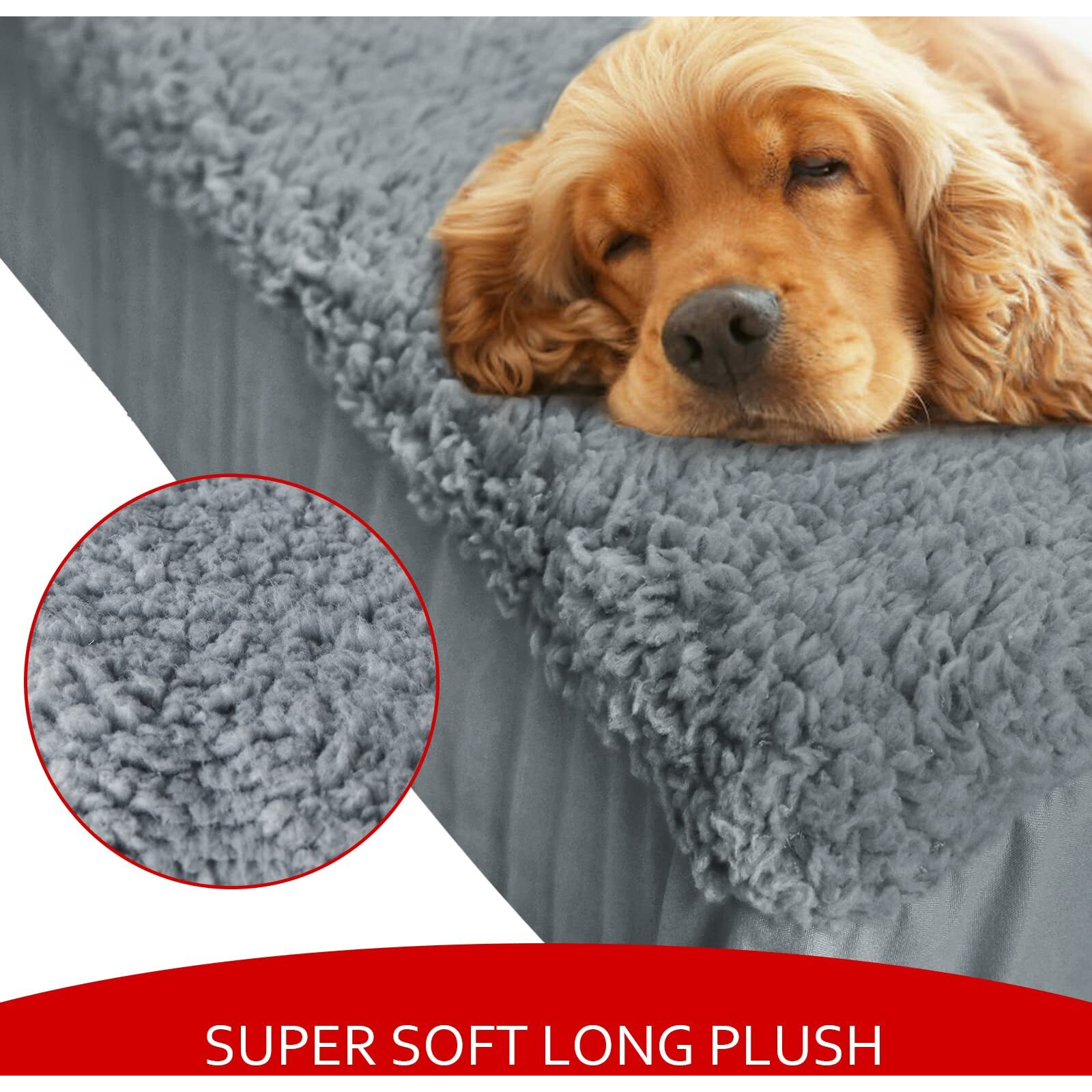 Dog Bed Covers Soft Plush Replacement Washable, Waterproof Pet Mattress Bed Liner Grey 44X35 Inches, For Dog/Cat, Cover Only