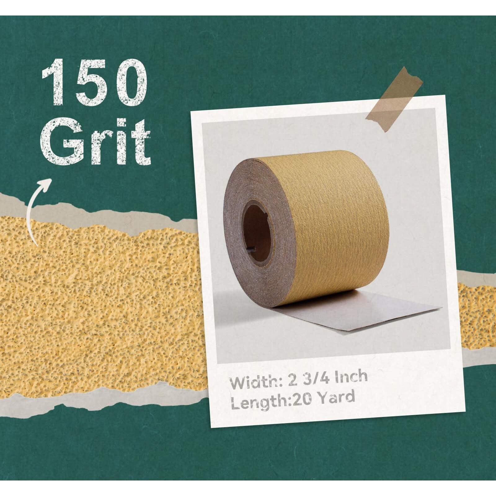S Satc 150 Grit Psa Longboard Sandpaper 20 Yard Long Continuous Roll, 2-3/4" Wide Self Adhesive Stickyback Sanding Sheets For Automotive, Hand Sanding Blocks,Woodworking, Metal, Plastic