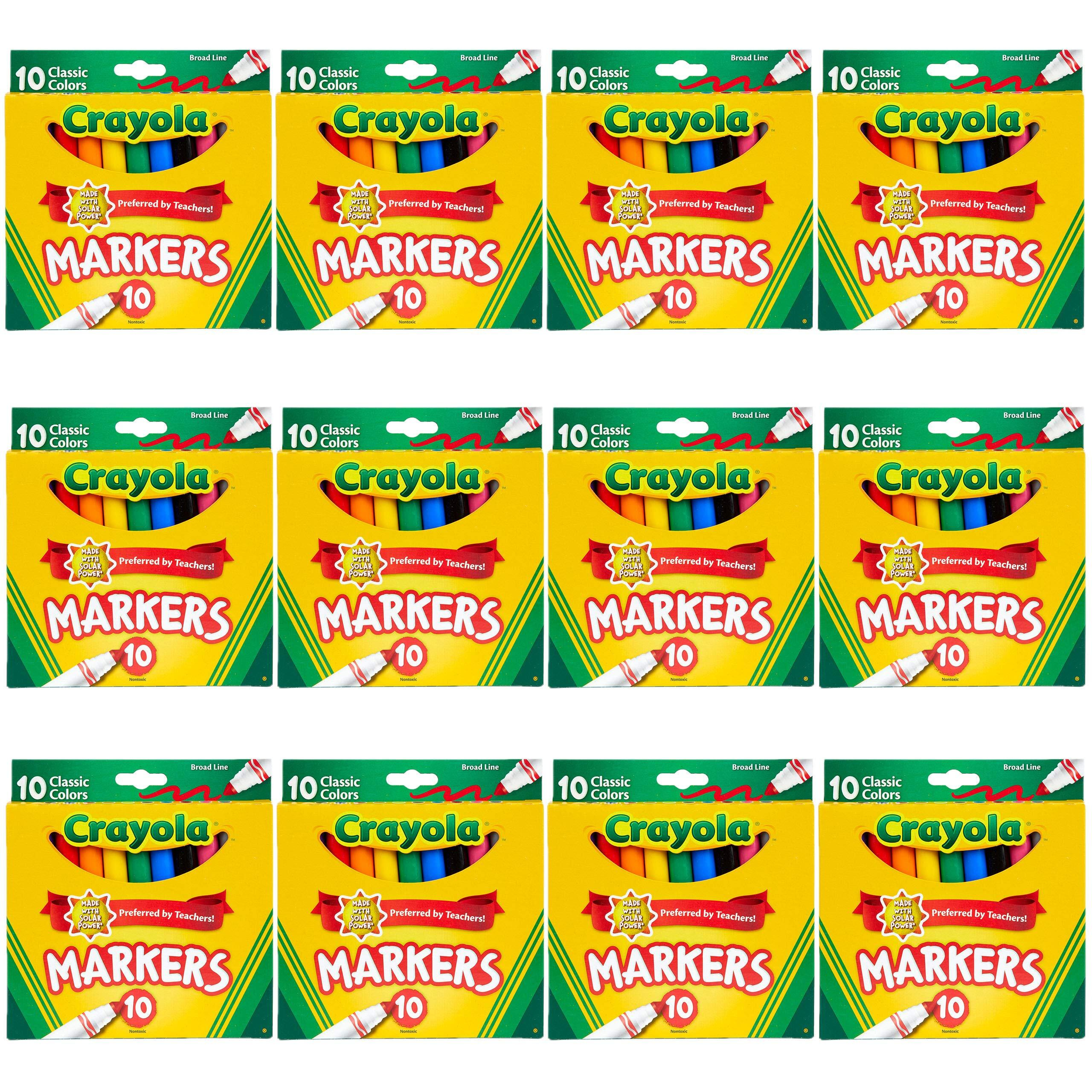 Crayola Broad Line Markers Bulk, 12 Marker Packs With 10 Colors